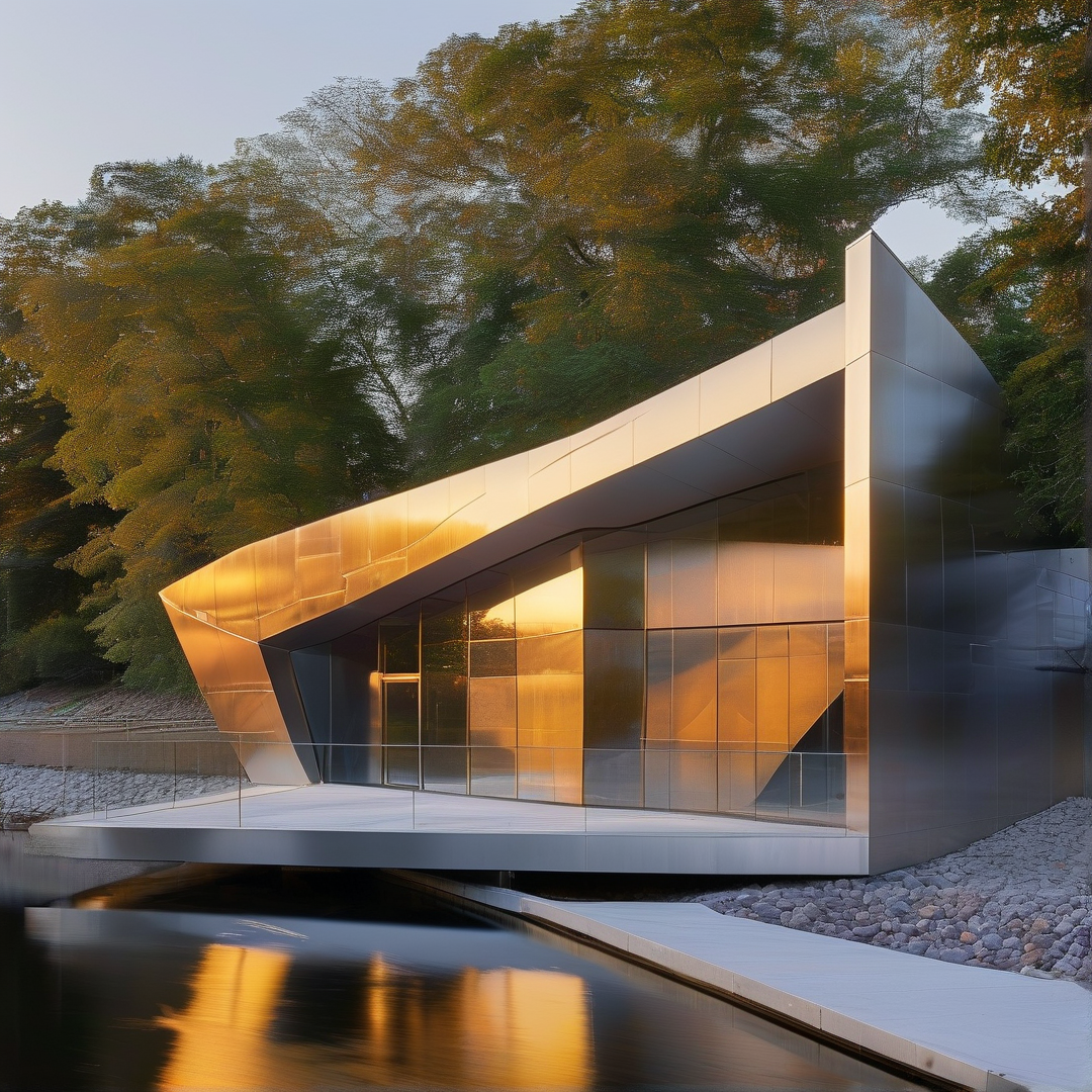 Metallic Pavilion at Dusk