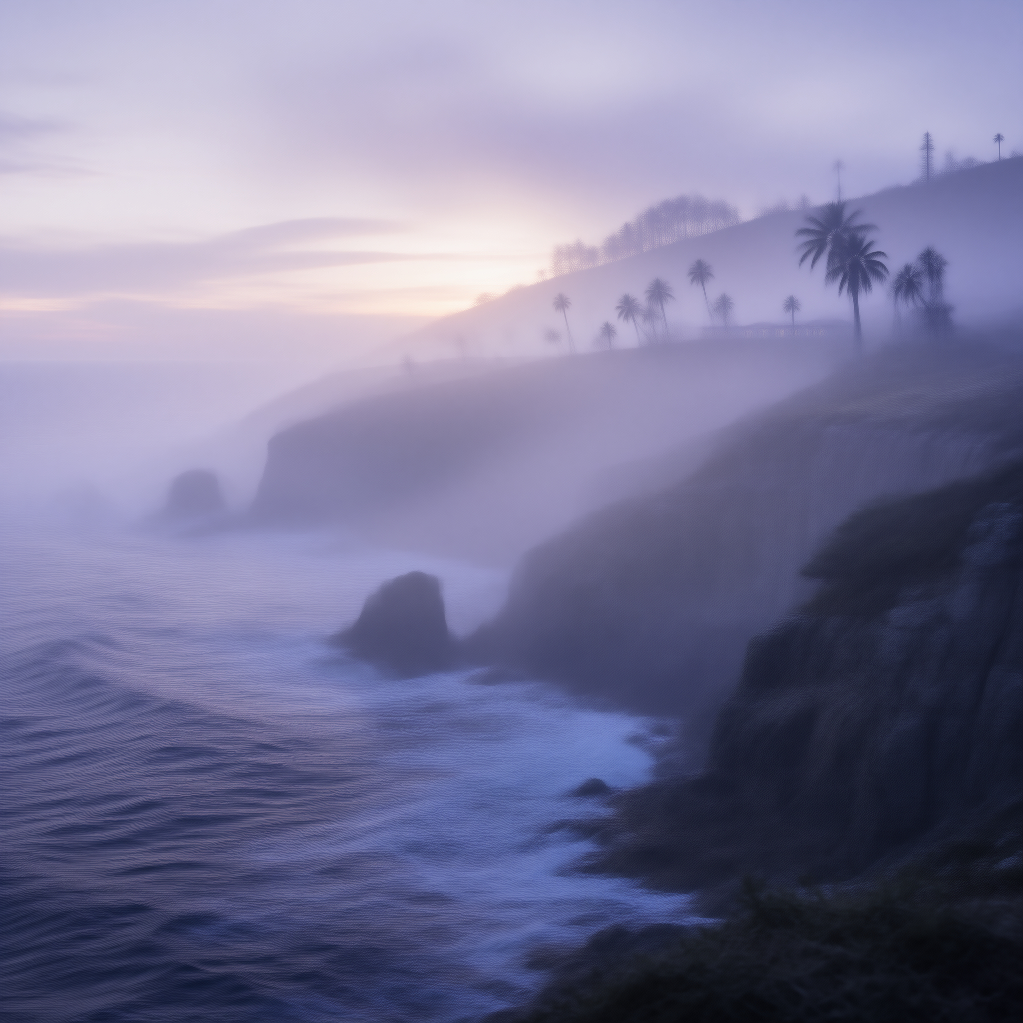 Misty Coastal Cliffs at Dawn