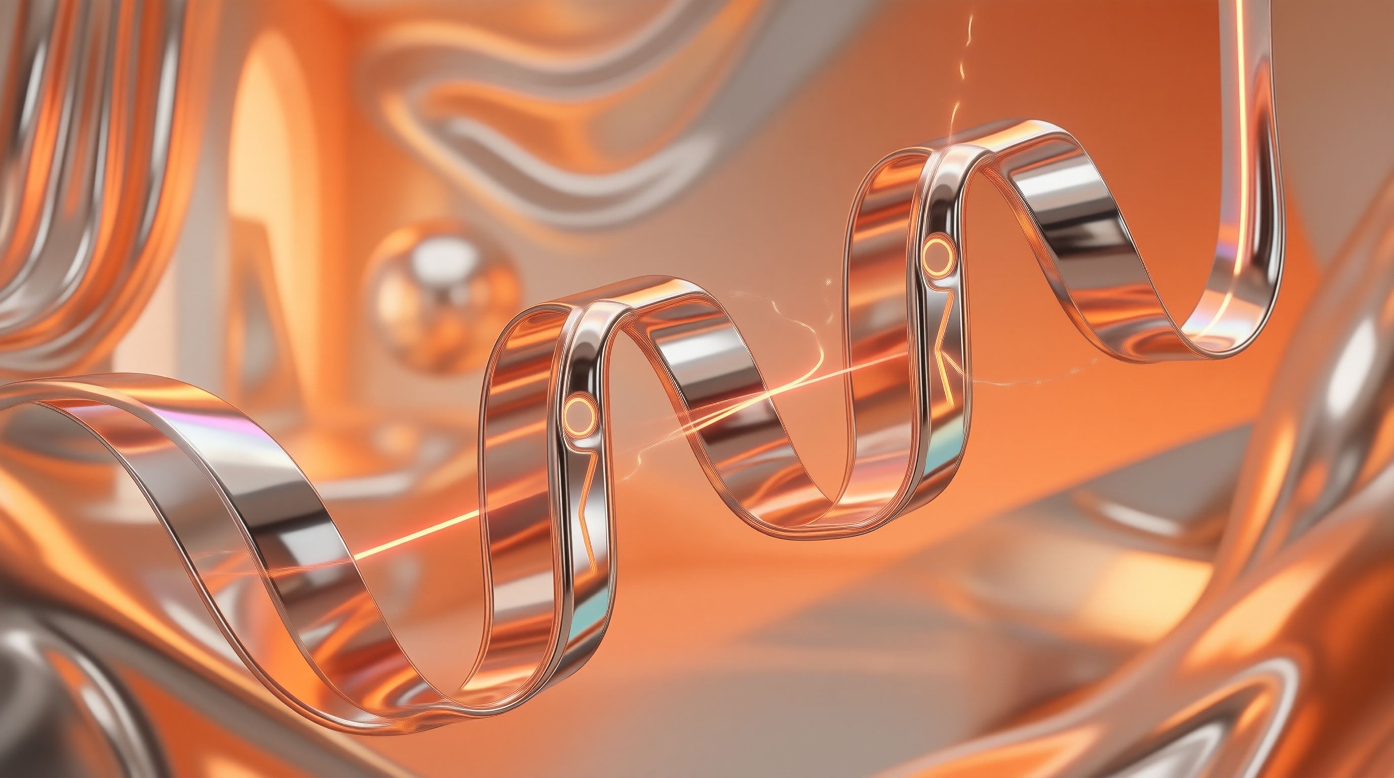 Copper Ribbon Wave — Chrome Fluid Study