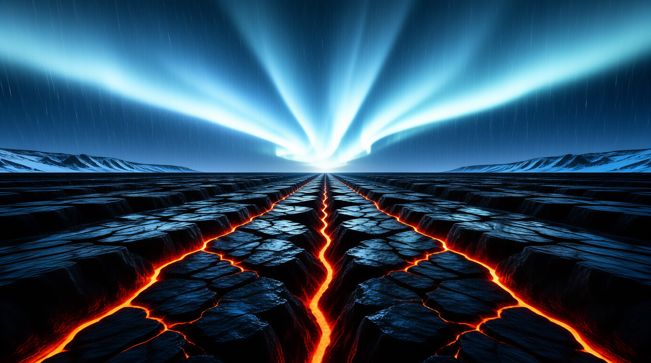 Basalt Columns and Radiant Sky