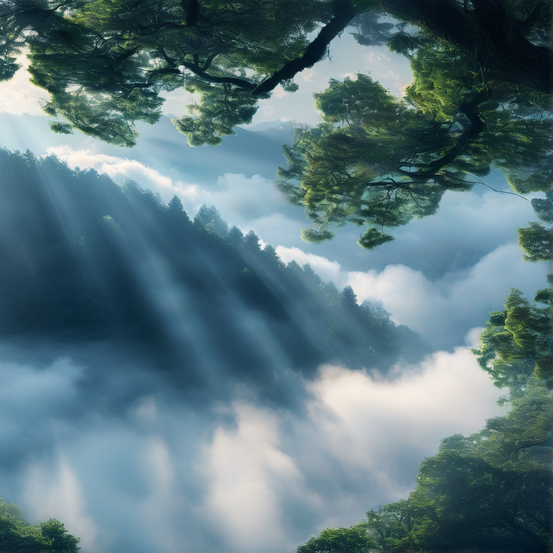 Sunlit Misty Forest