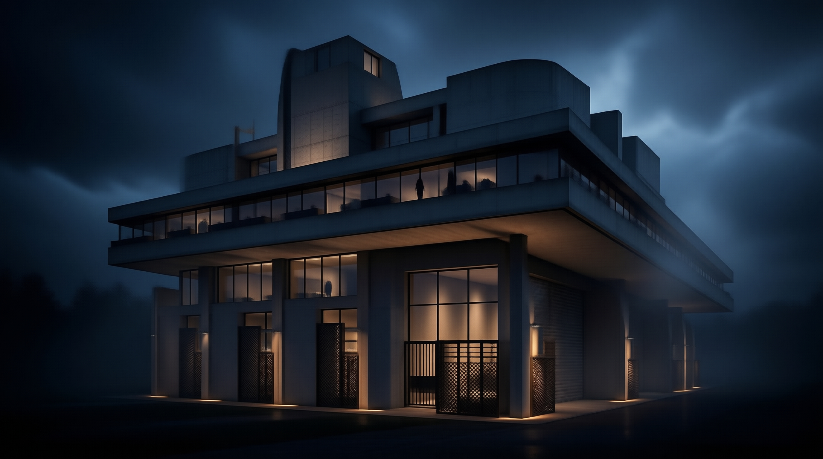 Modern Building at Night