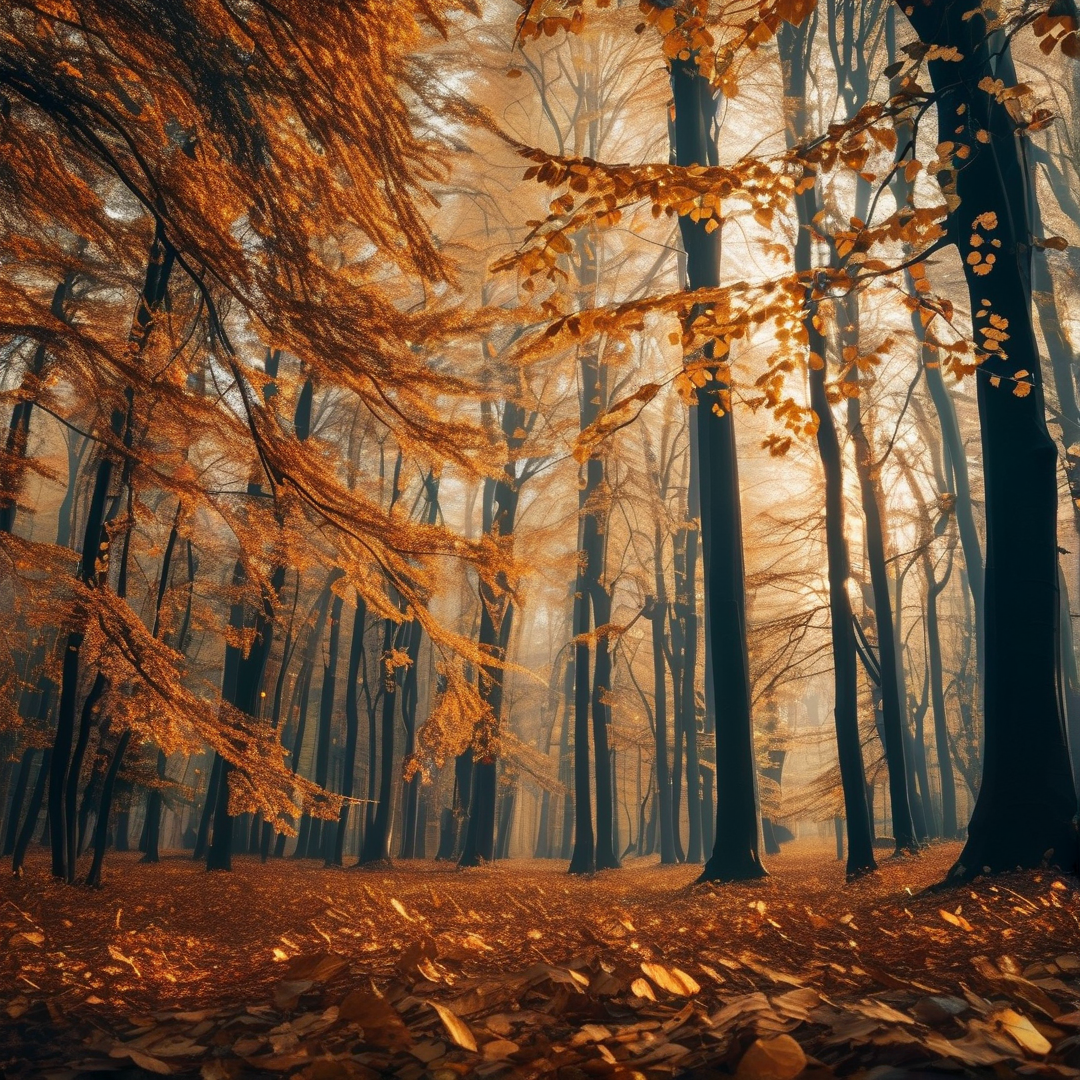 Sunlit Autumn Forest