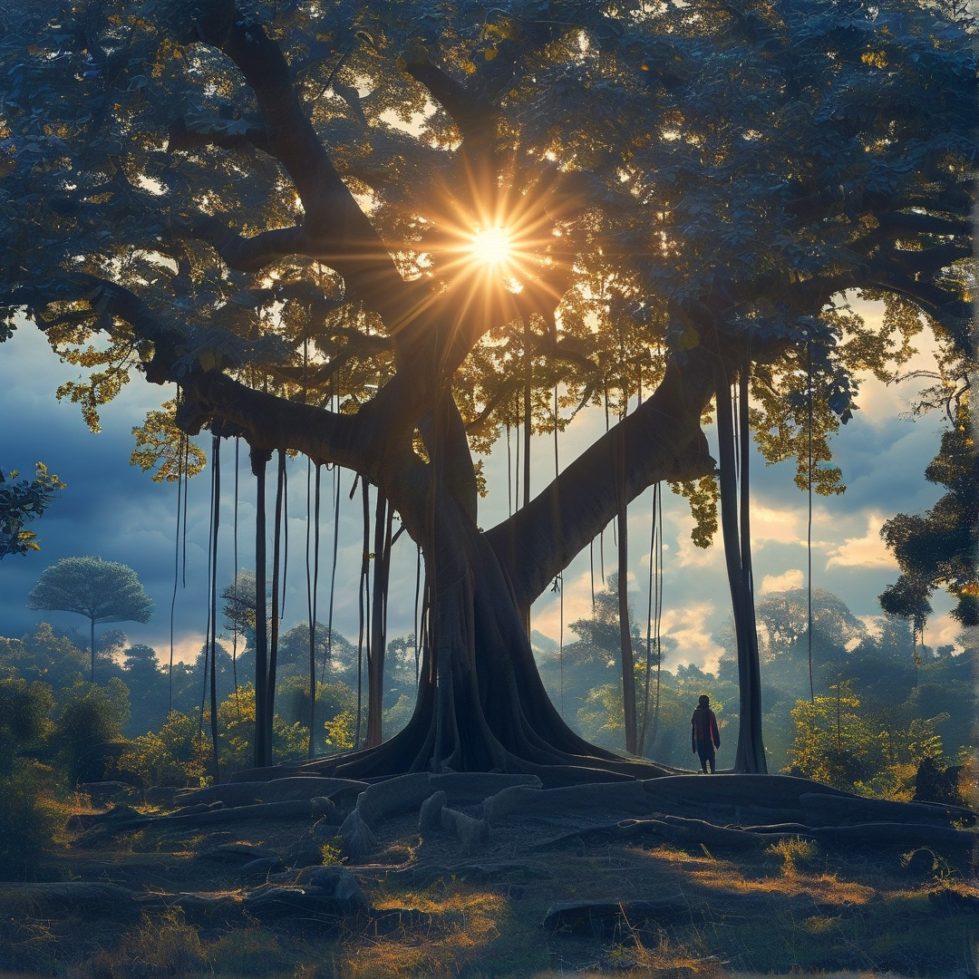 Sunlight Through Ancient Tree