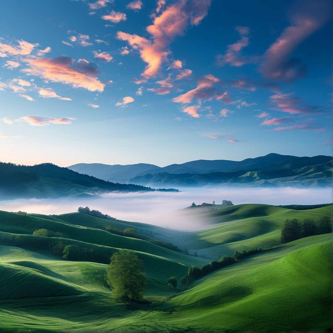 Misty Green Rolling Hills