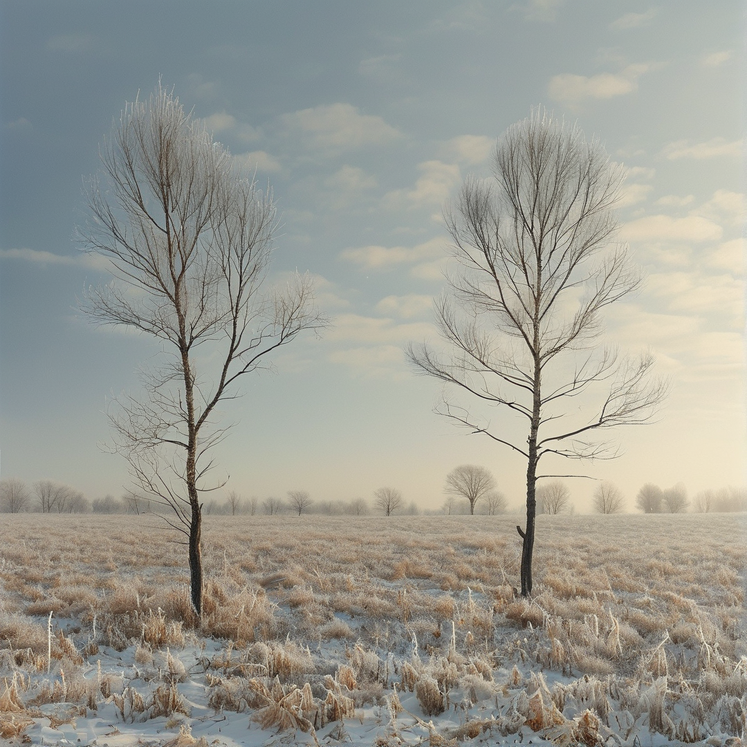 Winter Field with Two Trees