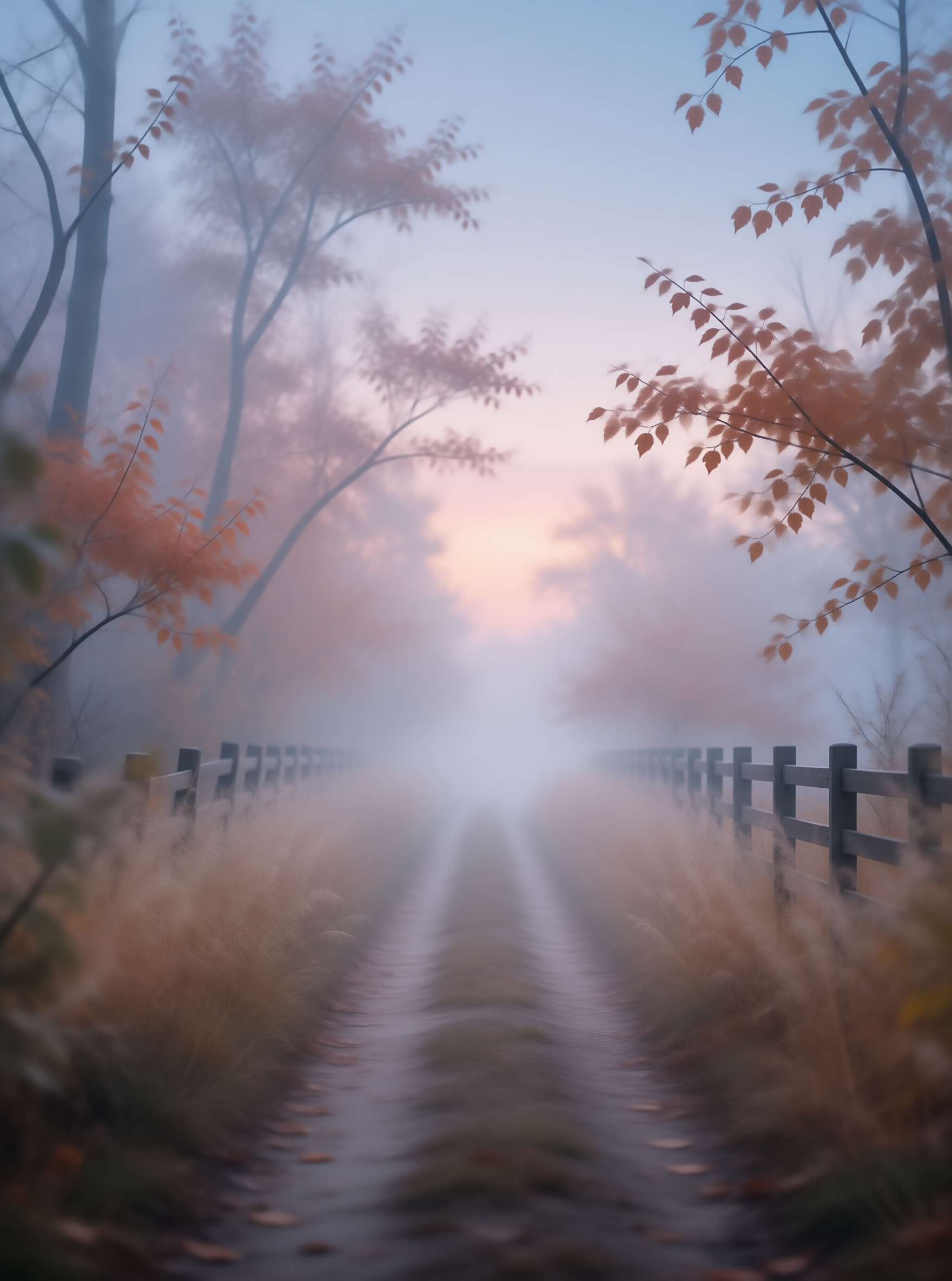 Fogged Autumn Path Landscape