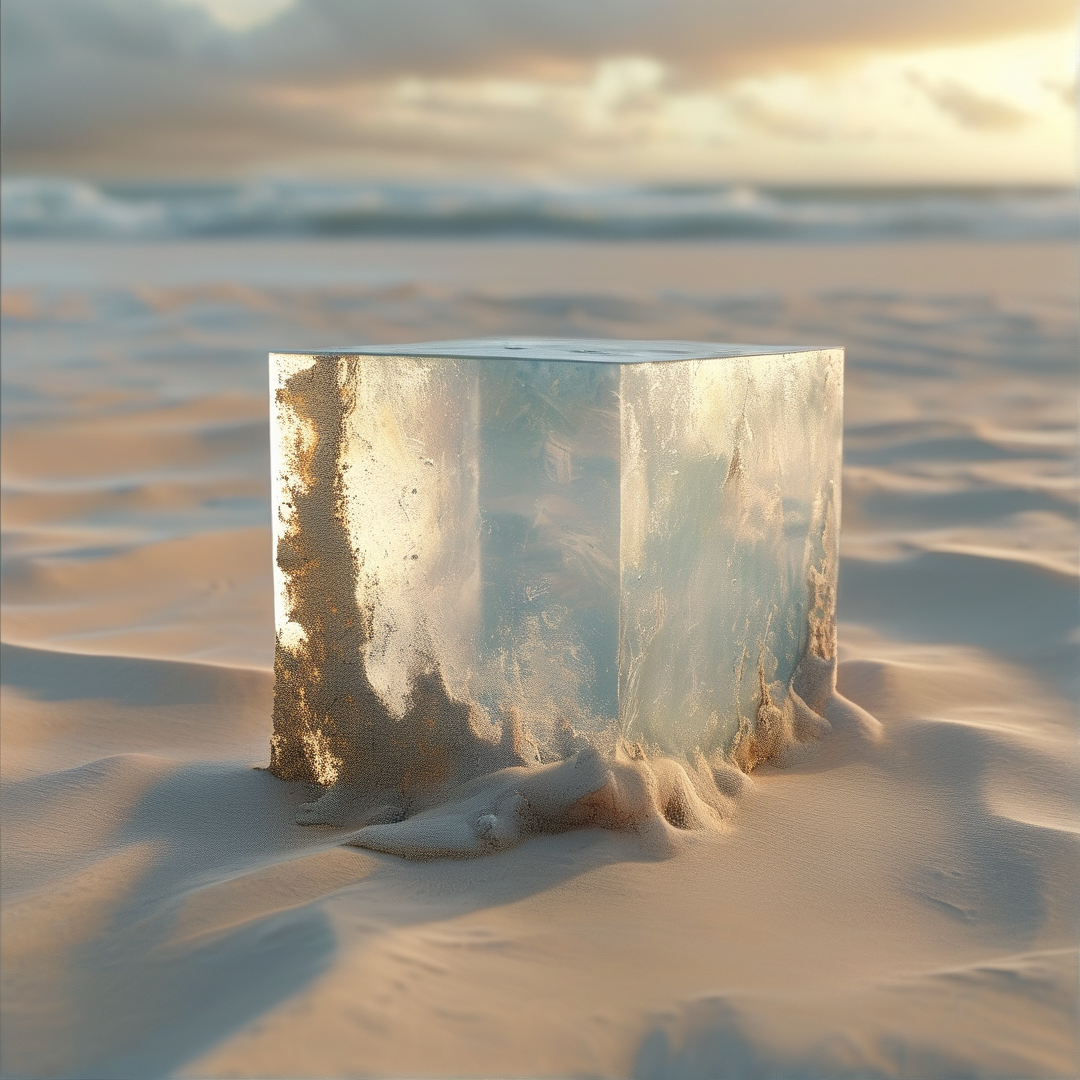 Translucent Cube on Beach