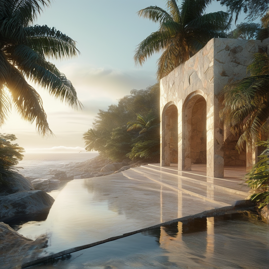 Tropical Coastal Pool Dawn