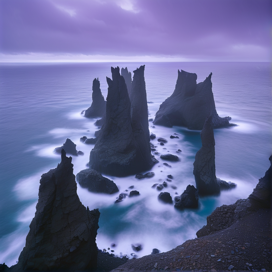 Mystical Purple Sea Stacks