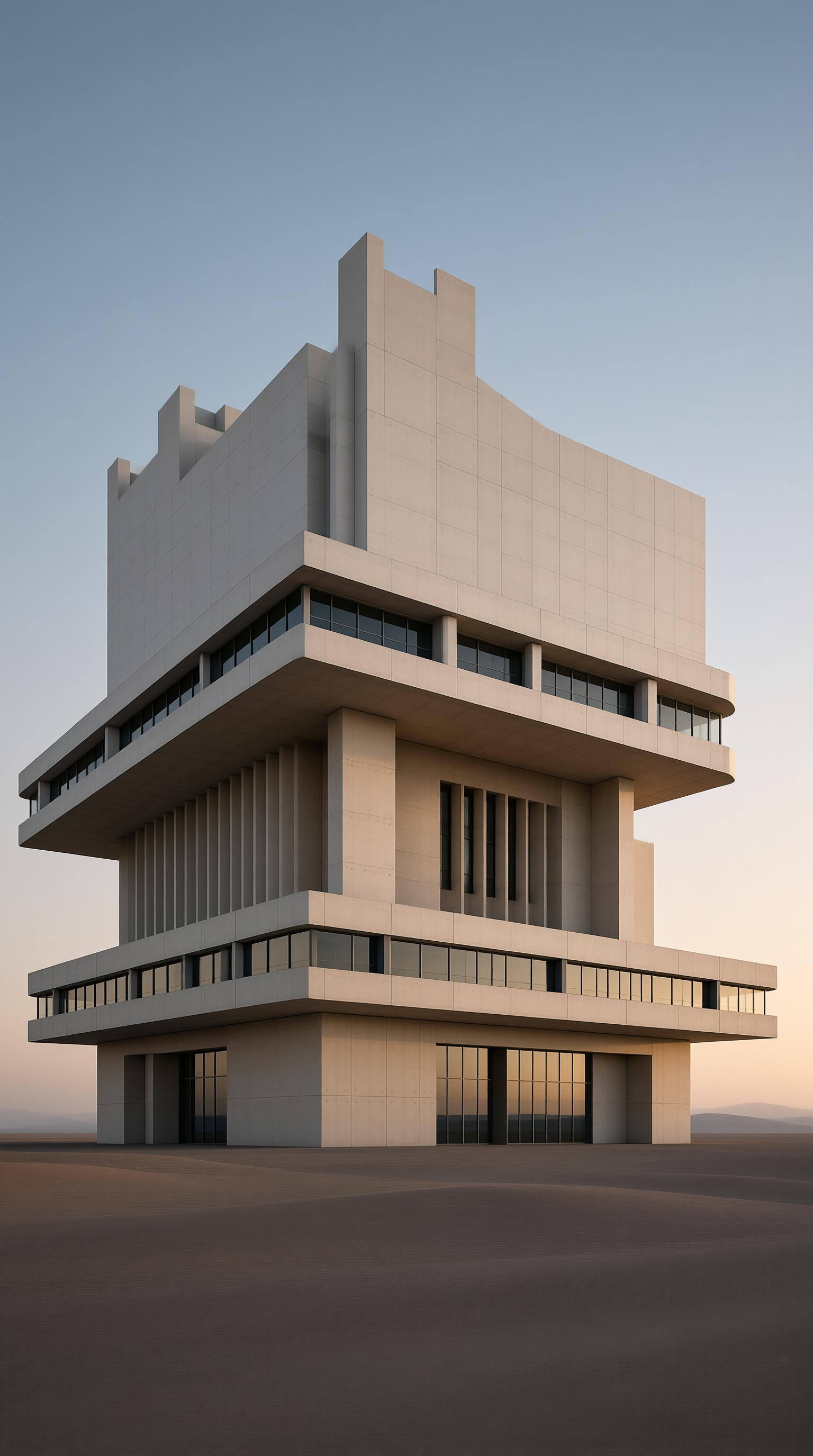 Brutalist Tower in Desert