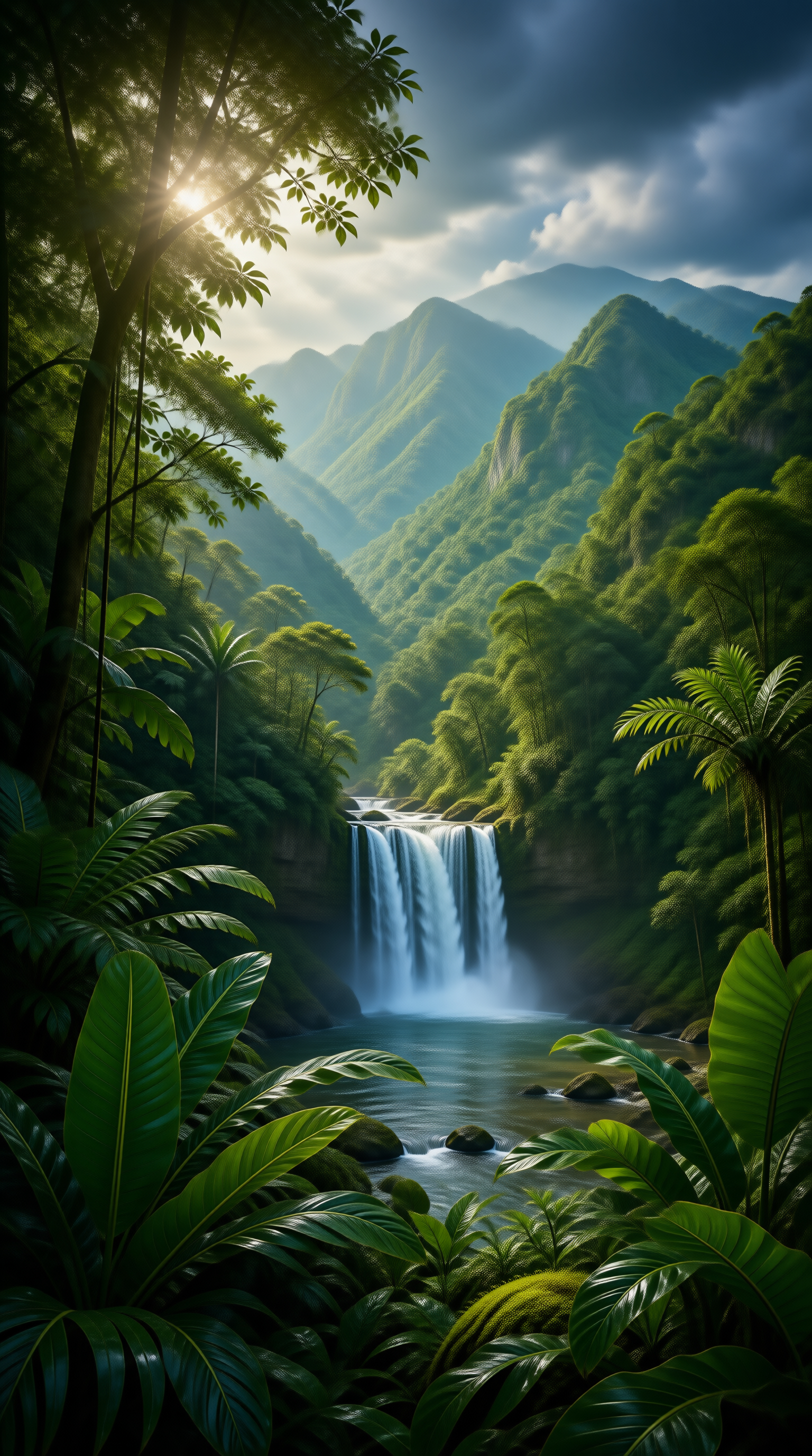 Lush Rainforest Waterfall