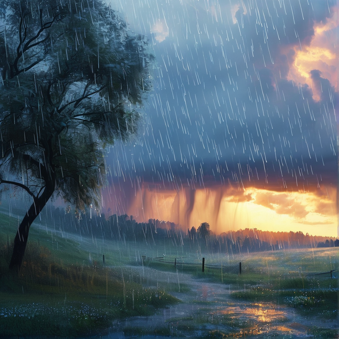 Stormy Sunset Rural Landscape
