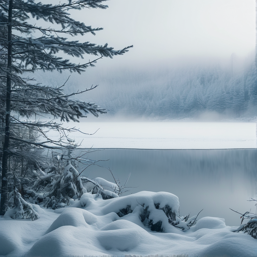 Frozen Lake Winter Scene
