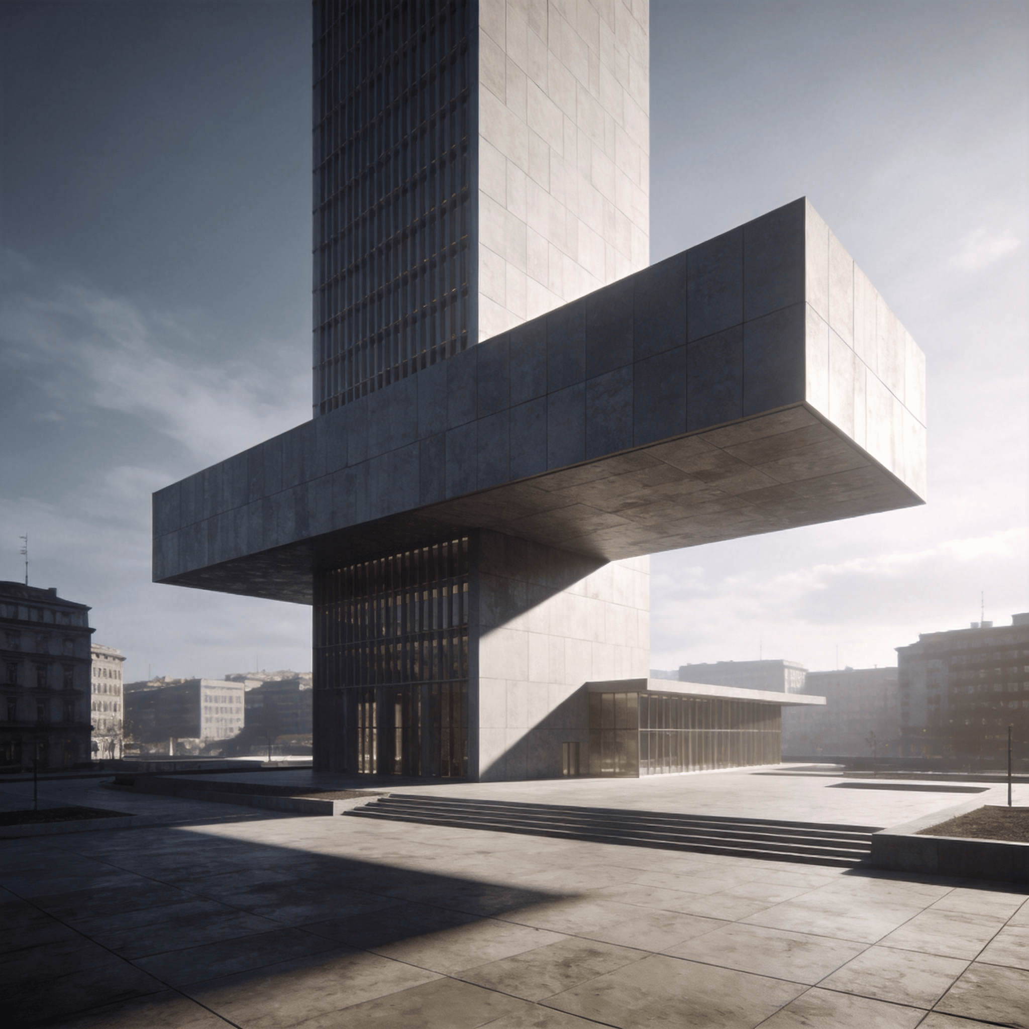 Tower in Urban plaza