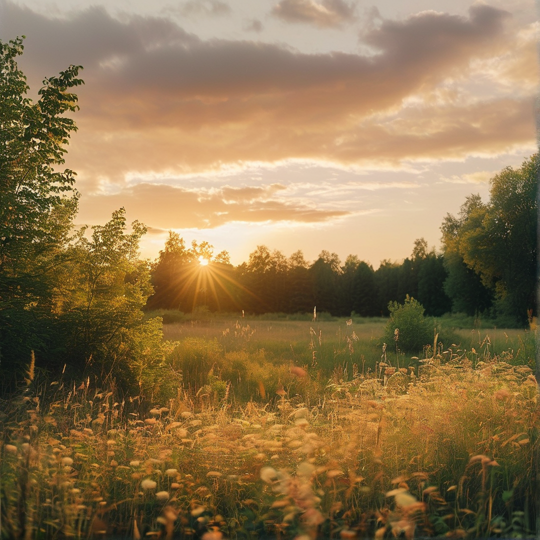 Golden Sunset in the Meadow