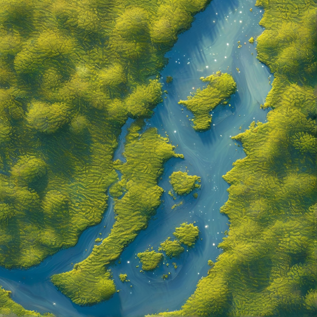 Aerial Forest River View