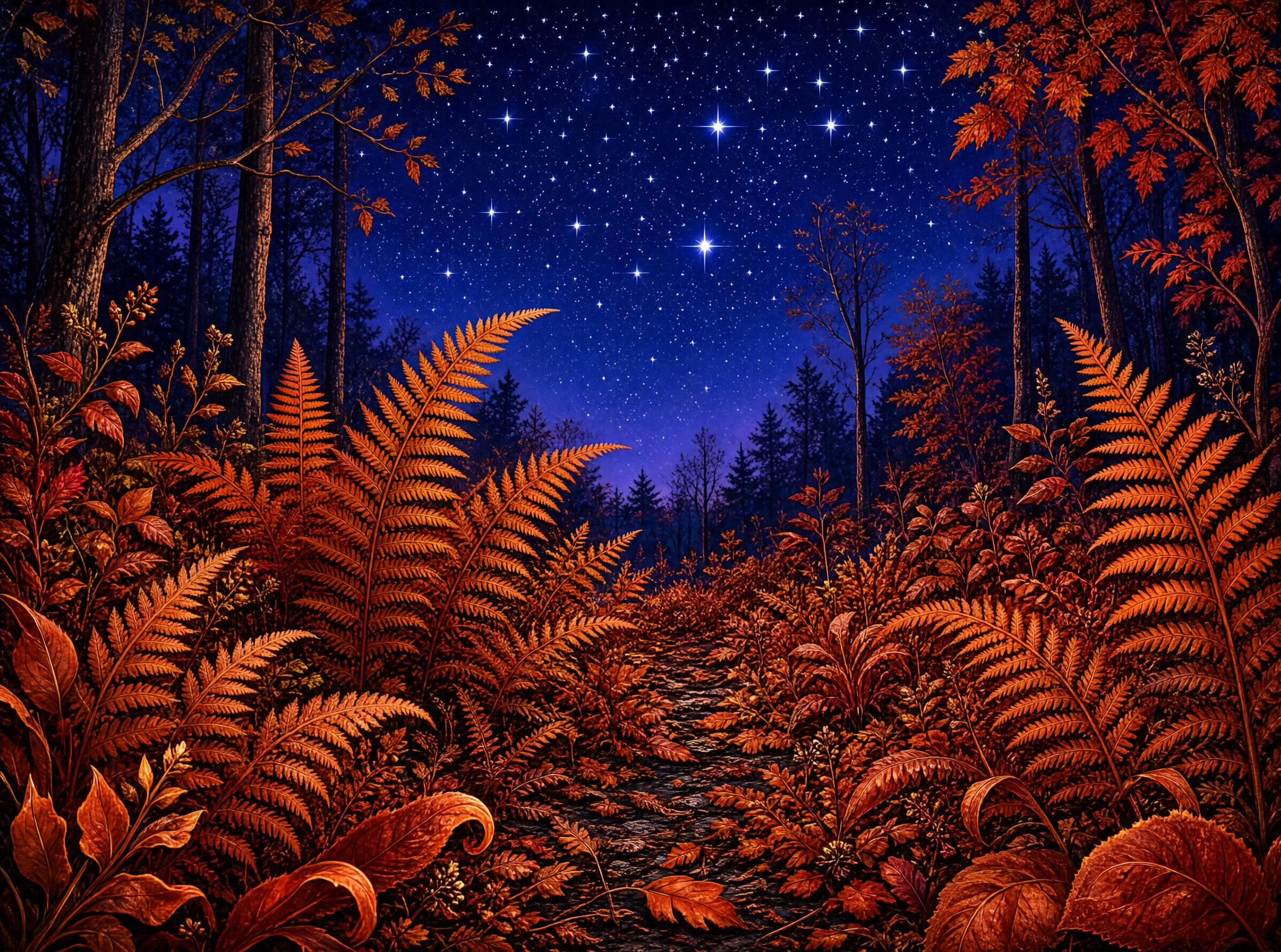 Autumn Forest Night Sky