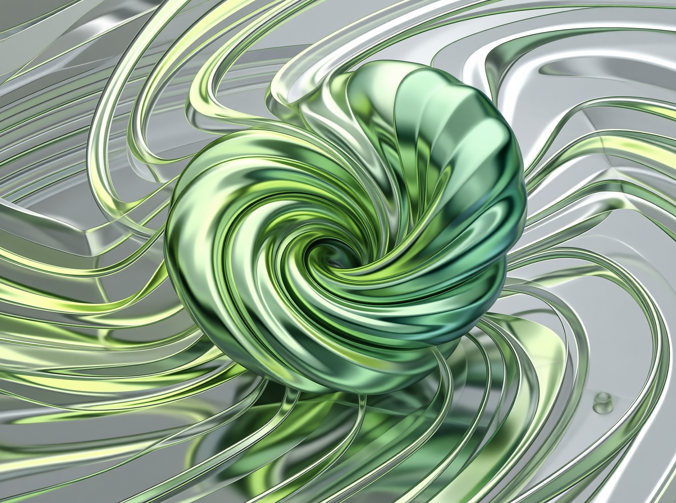 Abstract Green Liquid Spiral