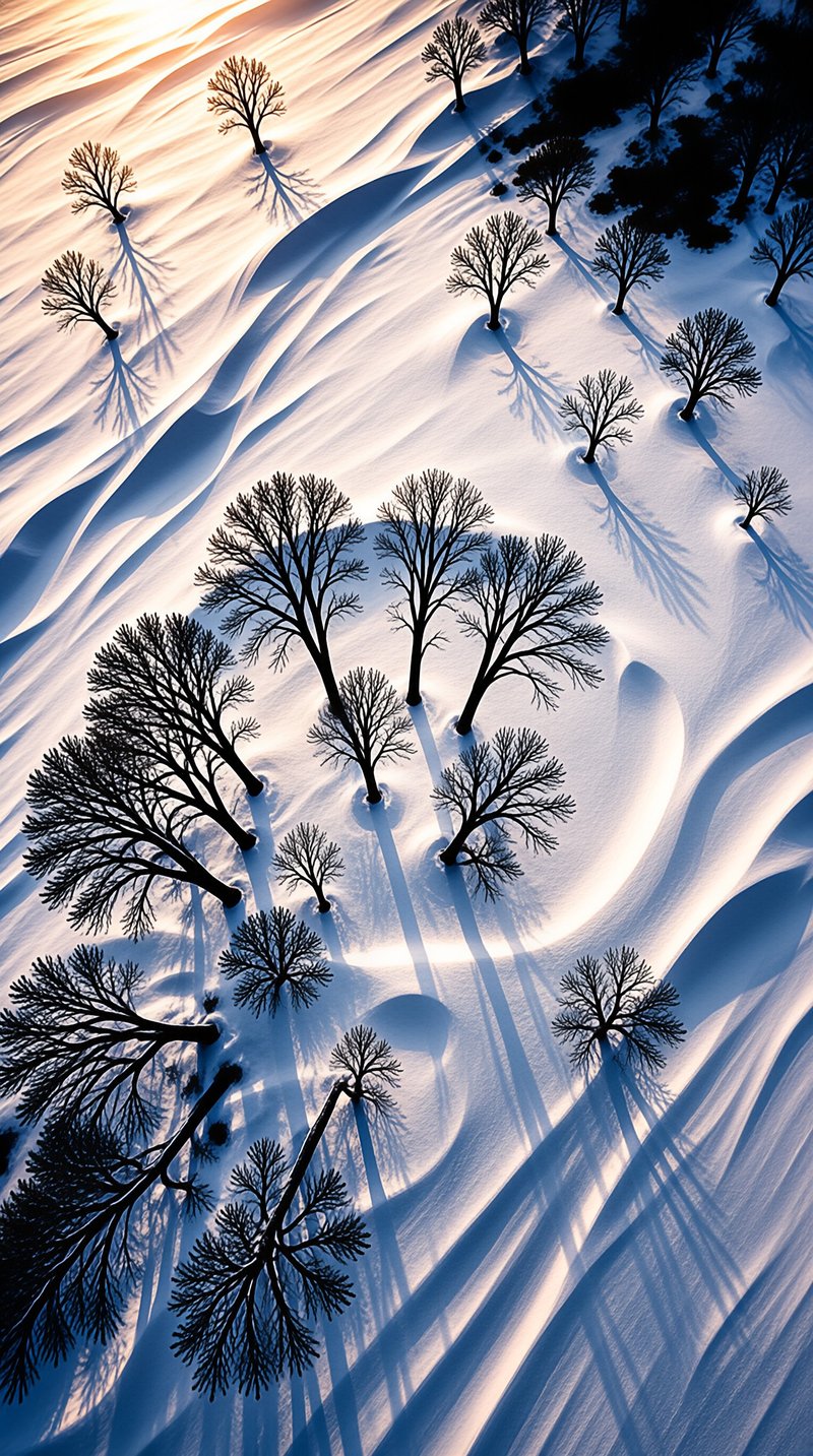 Snowy Trees and Shadows