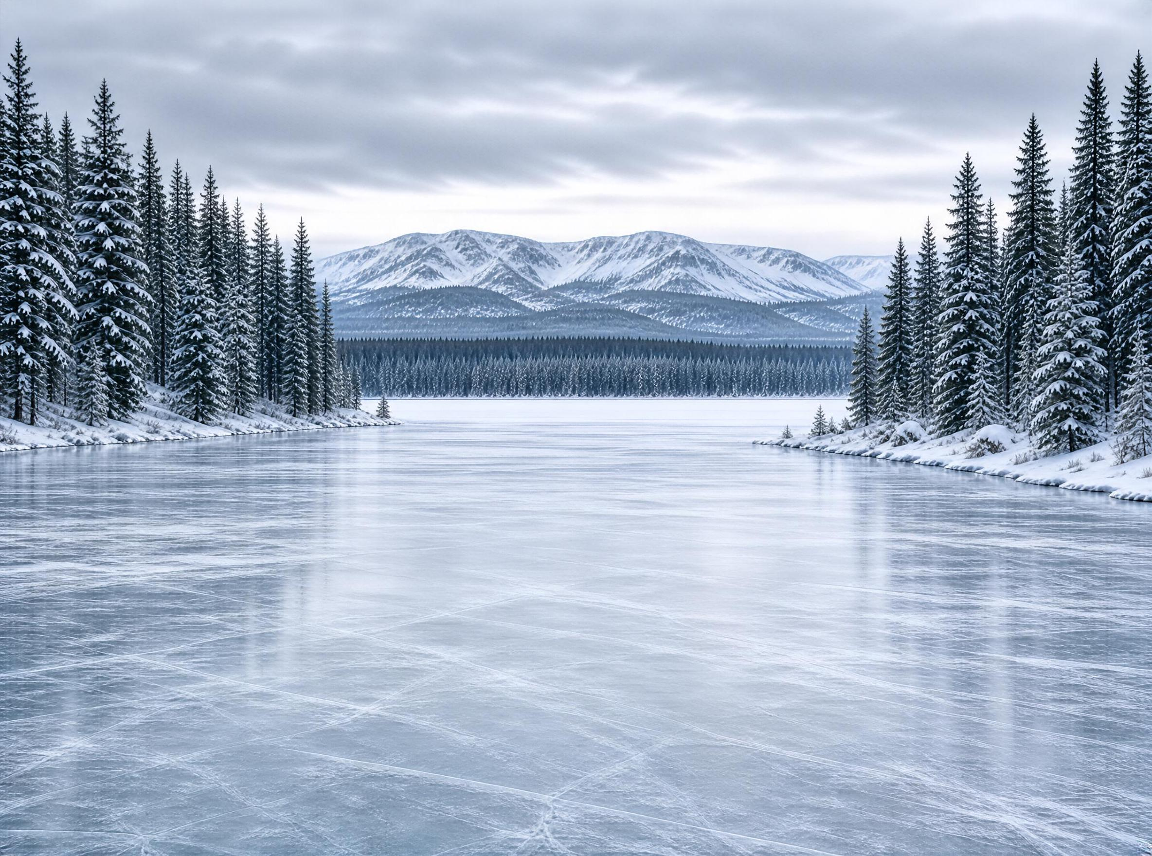 Frozen Lake Winter Landscape