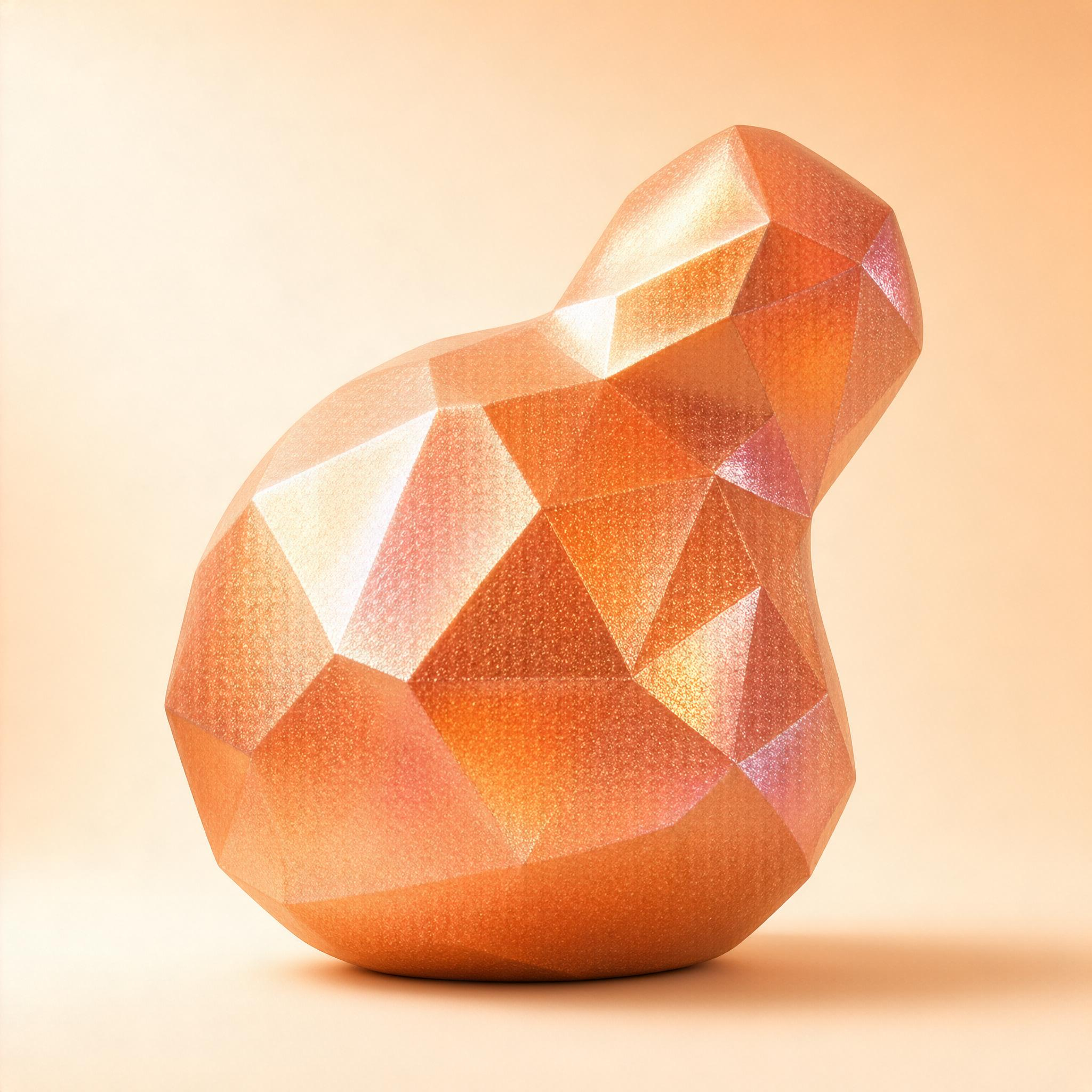 Low-poly Orange Shiny Object
