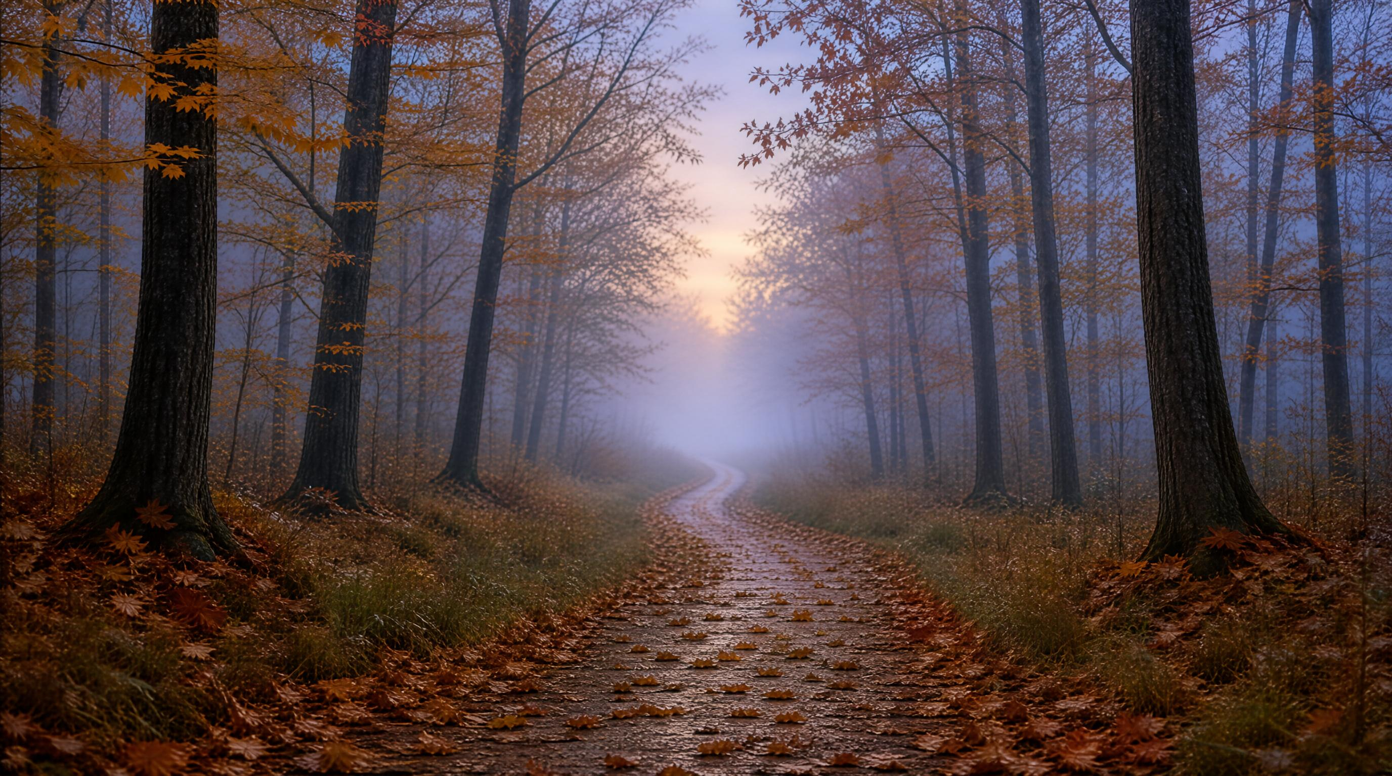 Misty Autumn Forest Trail