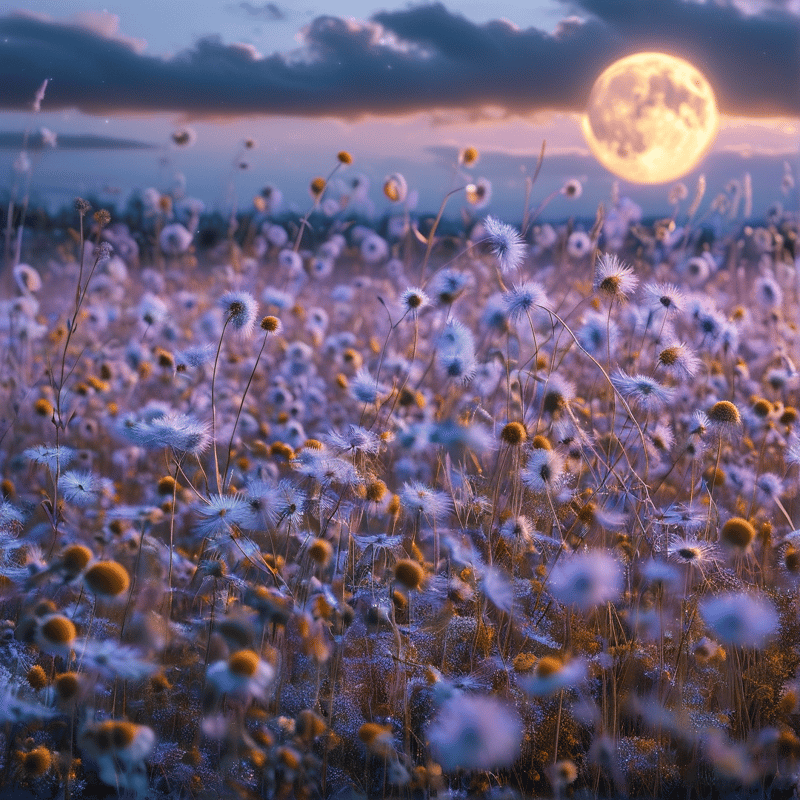 Moonlit Dandelion Field