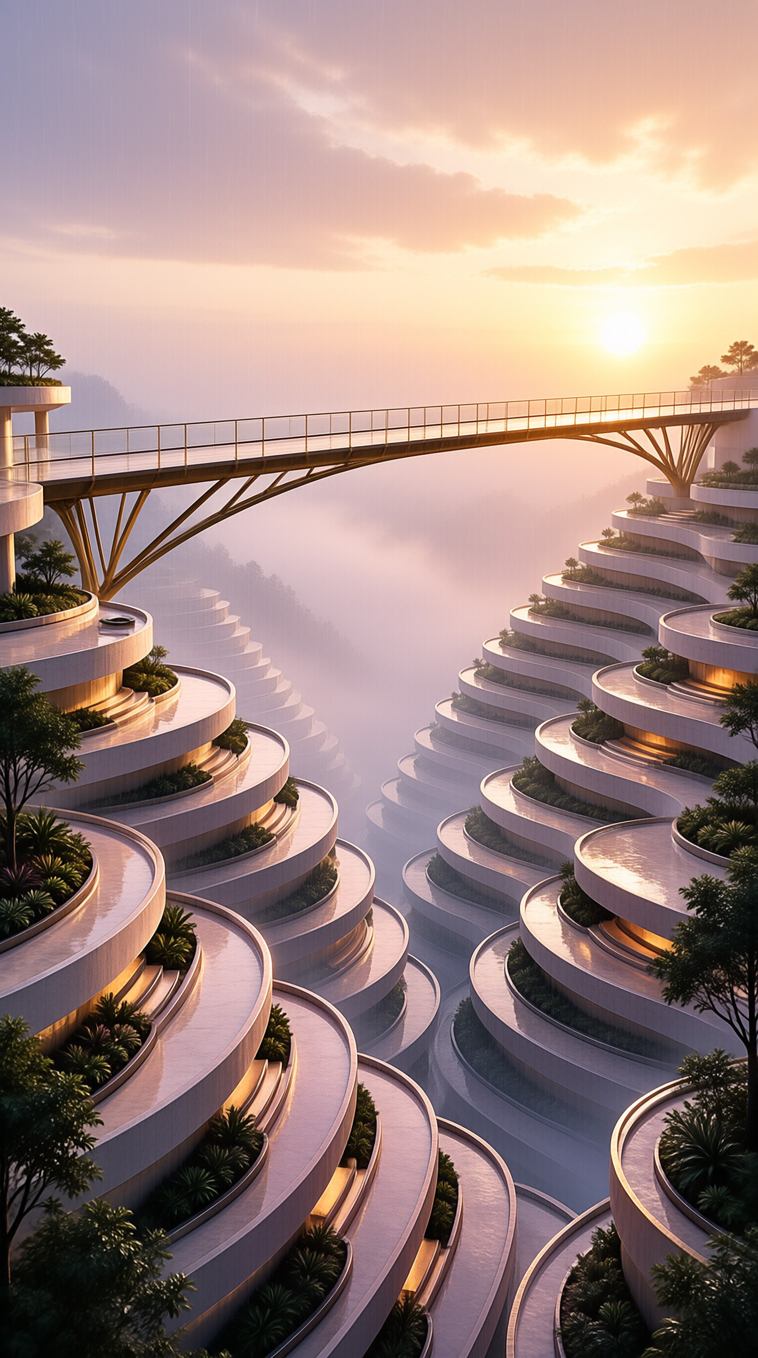 Sunlit Futuristic Terraces