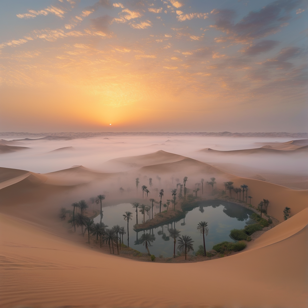 Desert Oasis at Sunset