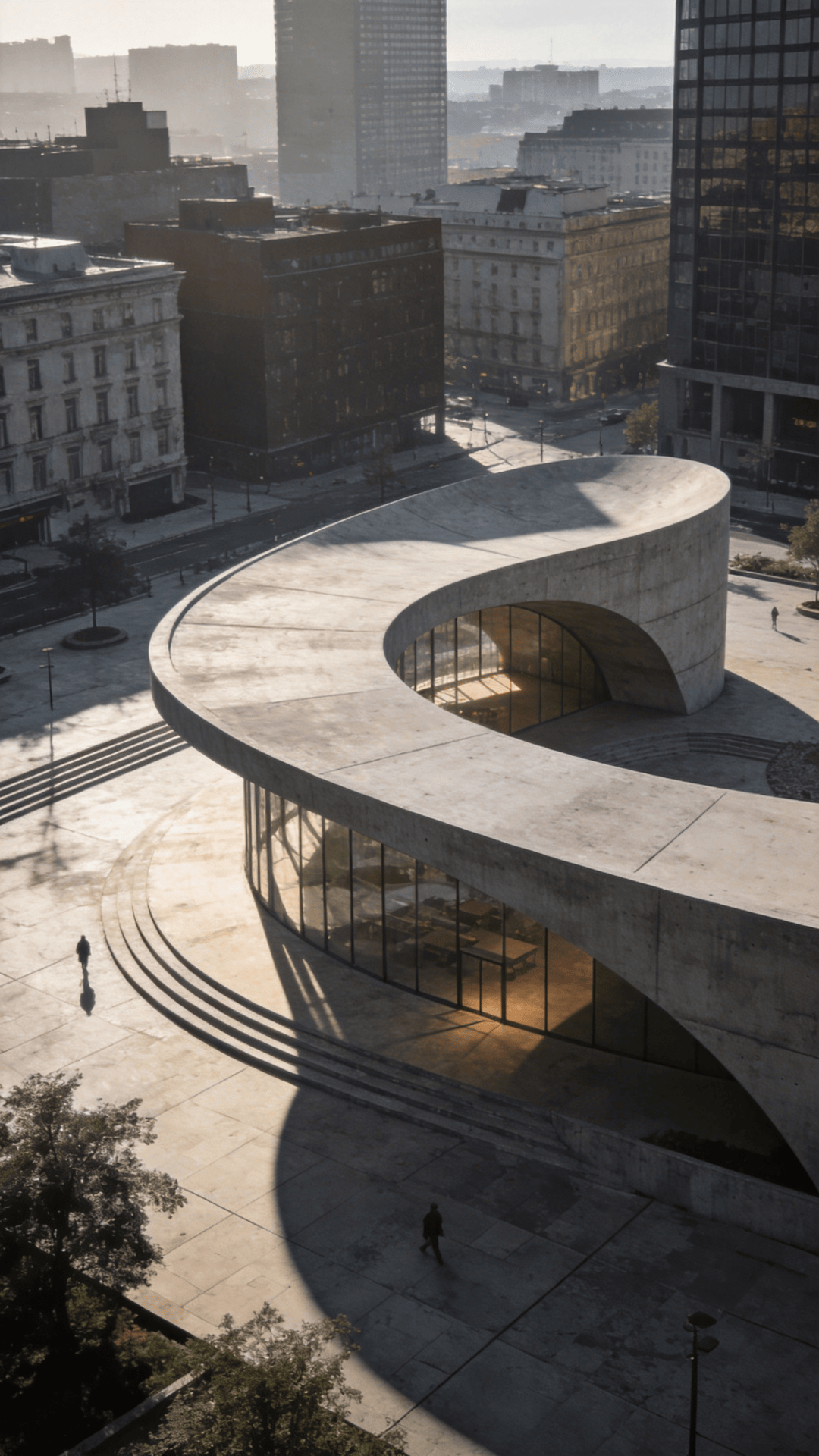 Pavilion with Curved Concrete — Urban Plaza