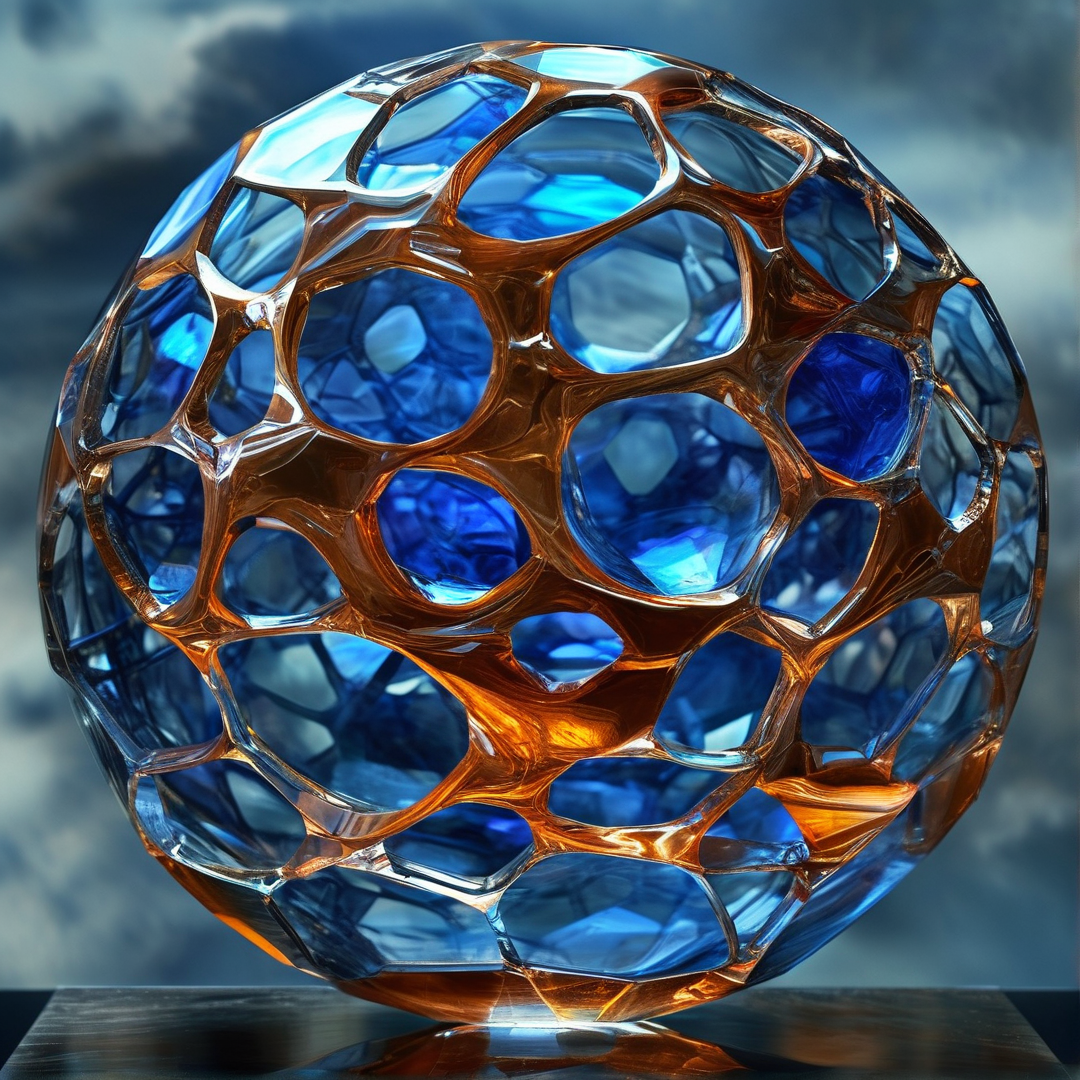 Amber and Blue Glass Sphere
