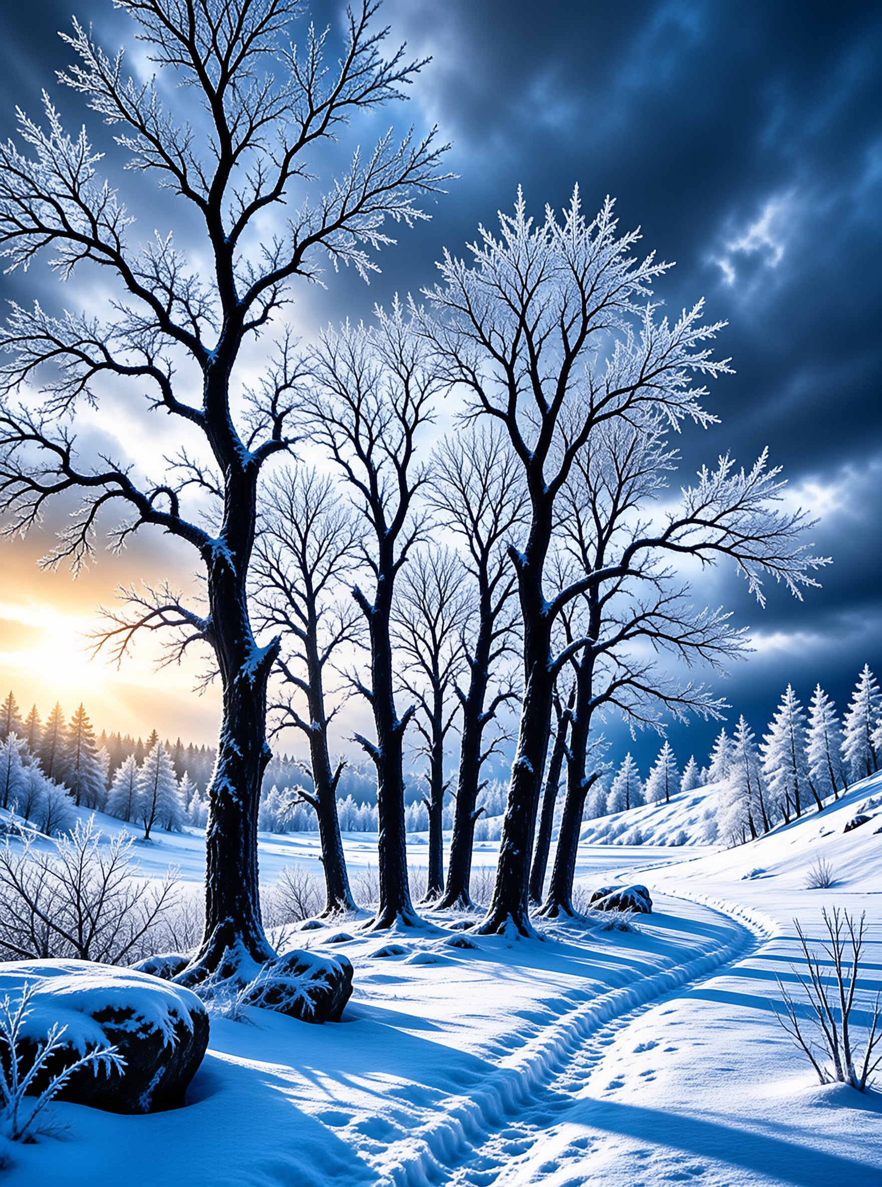 Winter Forest Path at Dawn