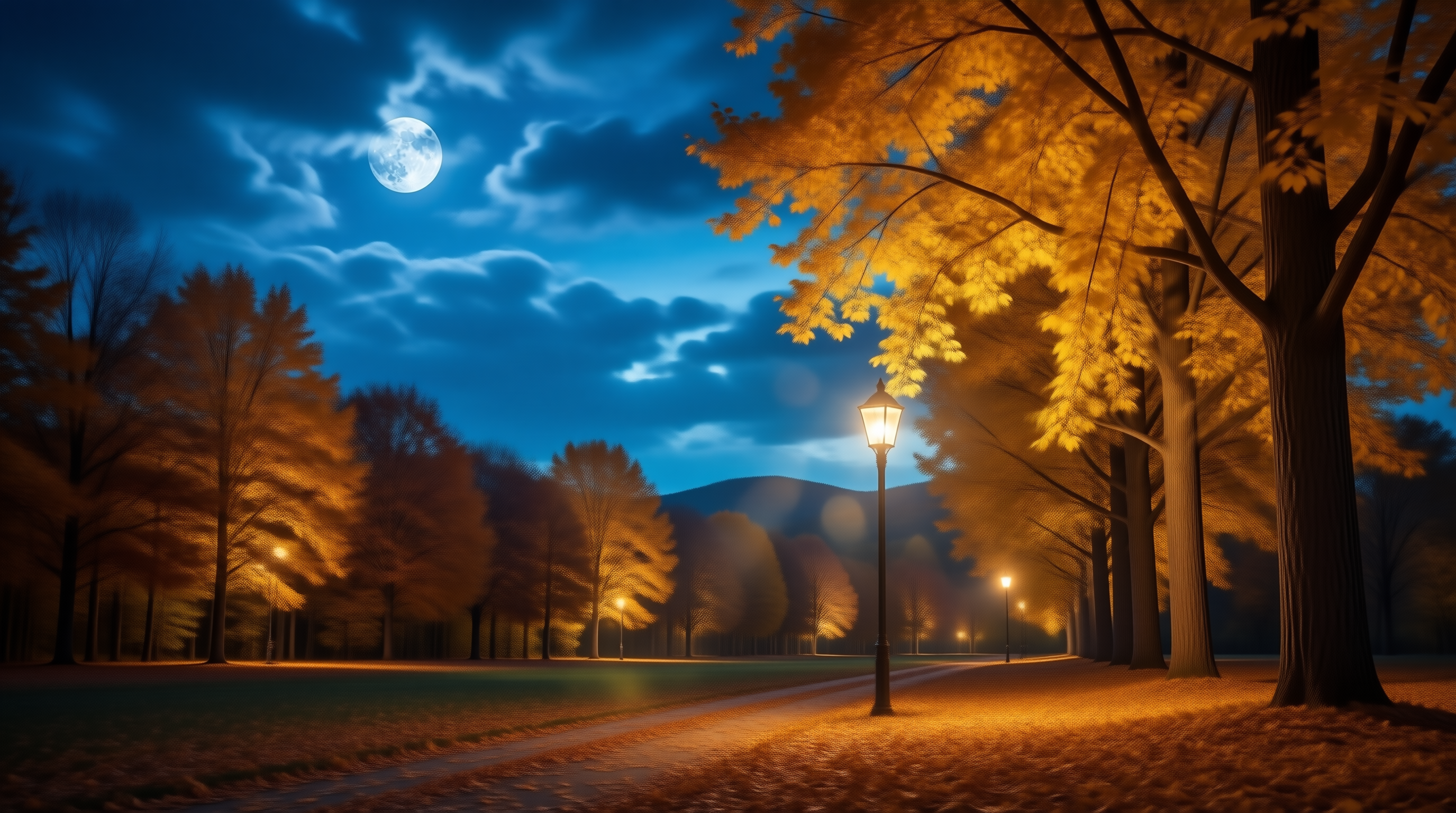 Moonlit Autumn Park