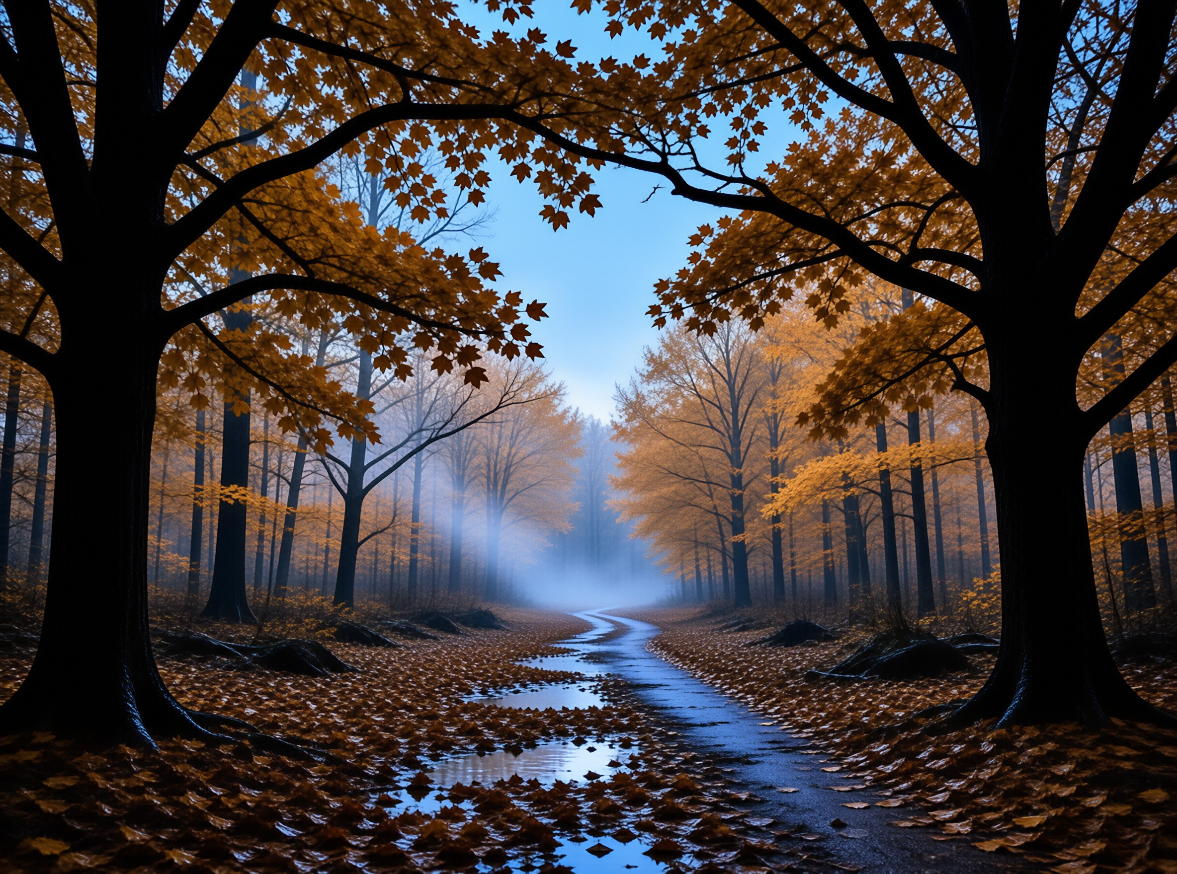 Misty Autumn Forest Path