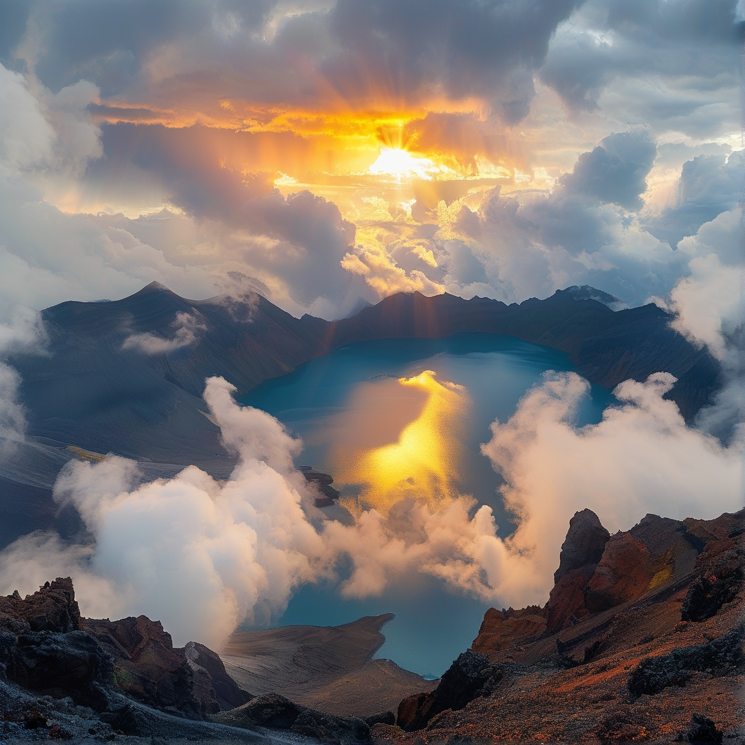 Sunlight Over Mountain Lake