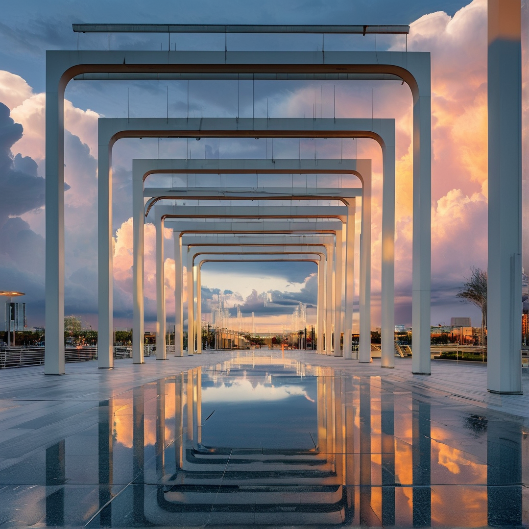 Arch Corridor at Sunset