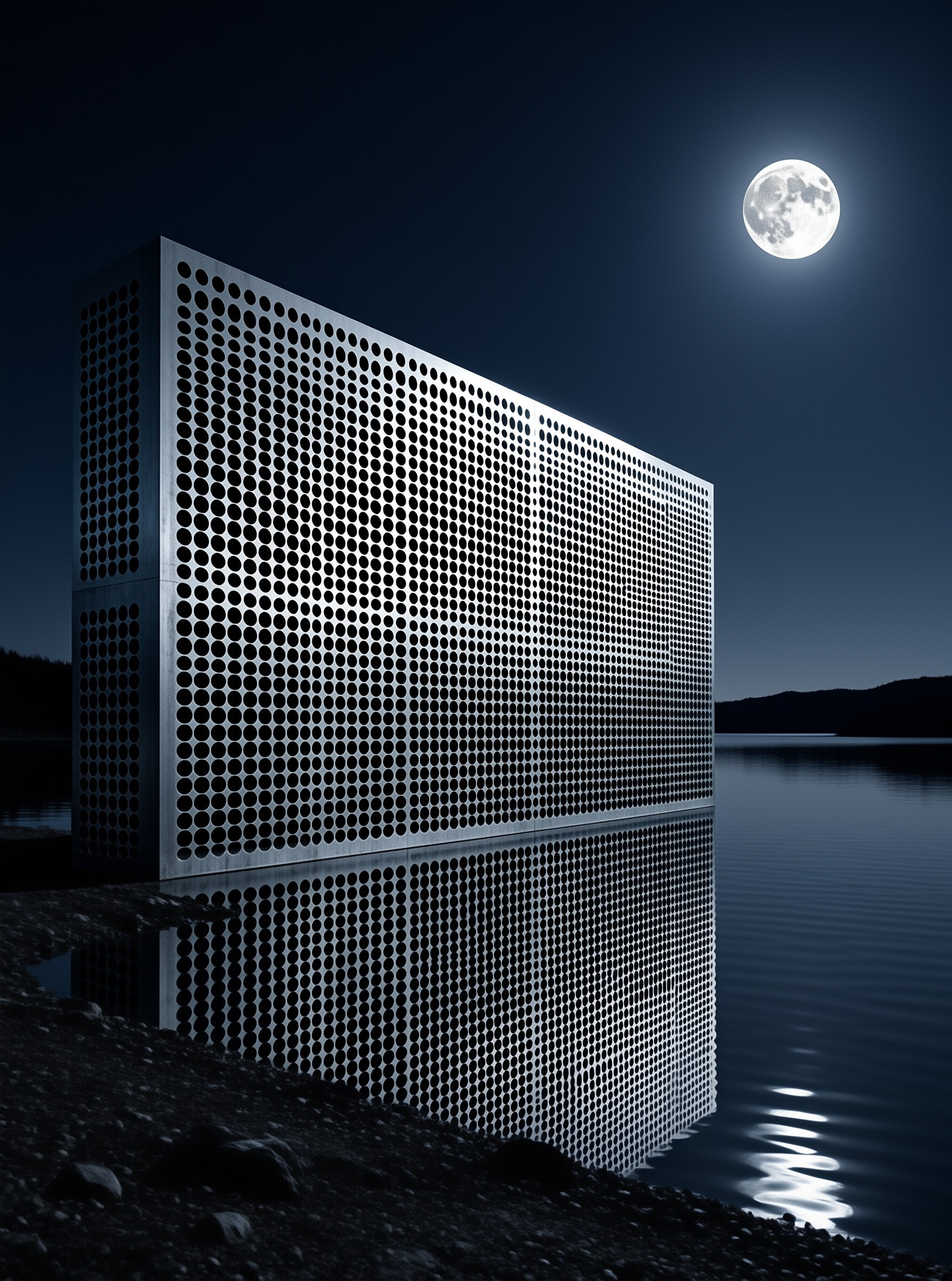 Metal Monolith Under the Moon