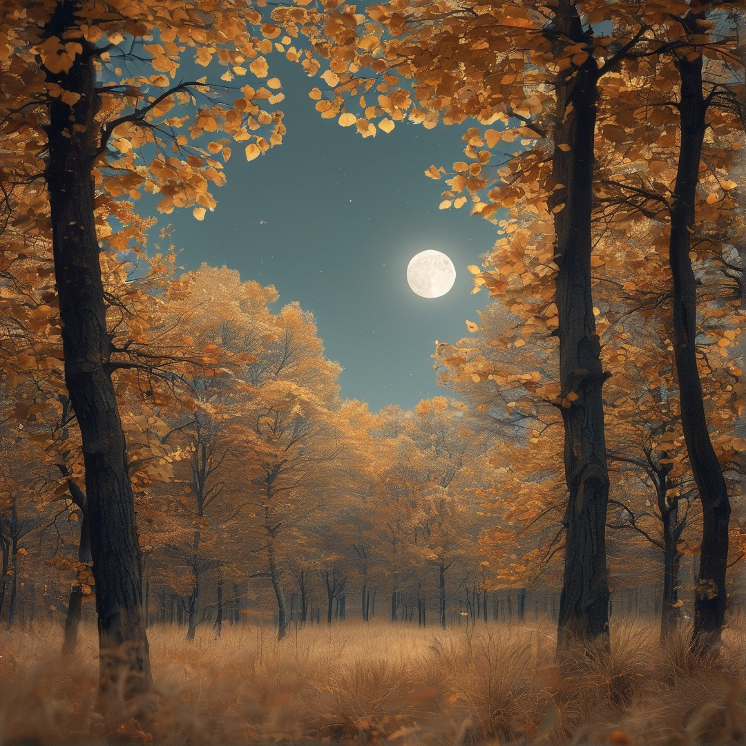 Moonlit Autumn Forest