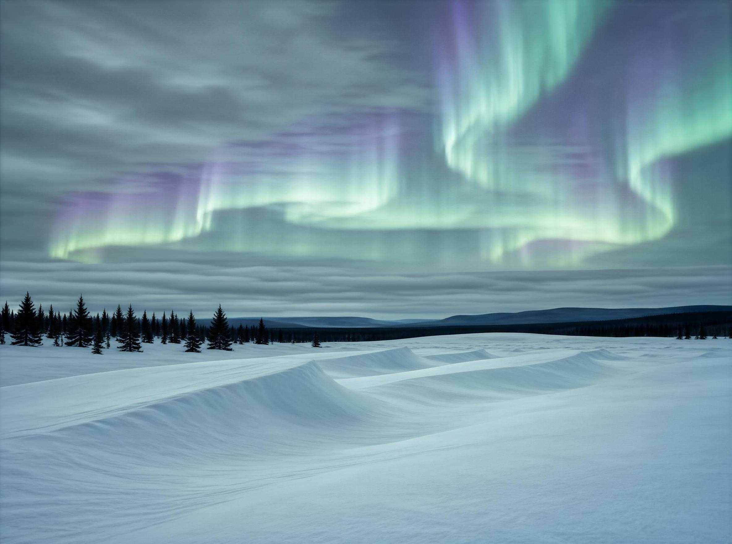 Northern Lights Winter Scene