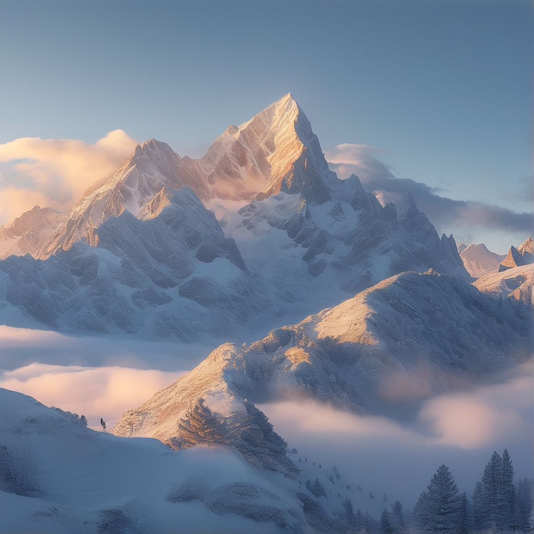 Snowy Mountain Dawn View