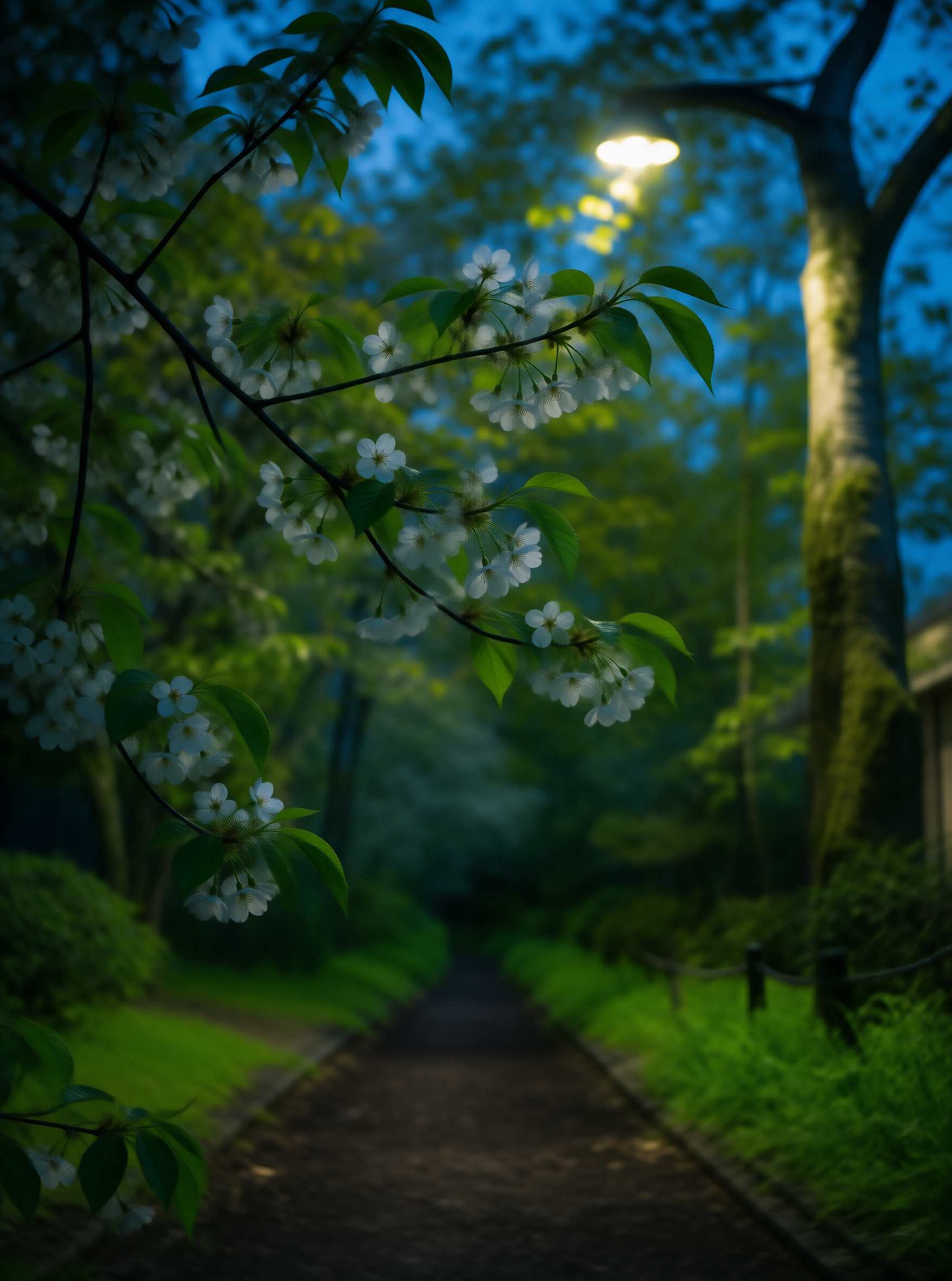 Cherry Blossom Blue Hour Landscape