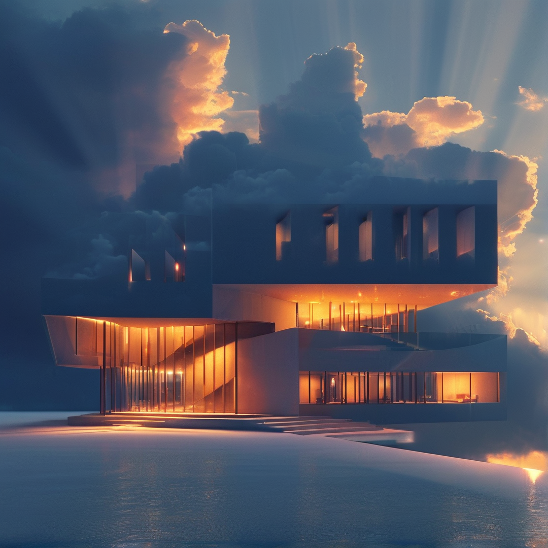 Modern Villa at Sunset