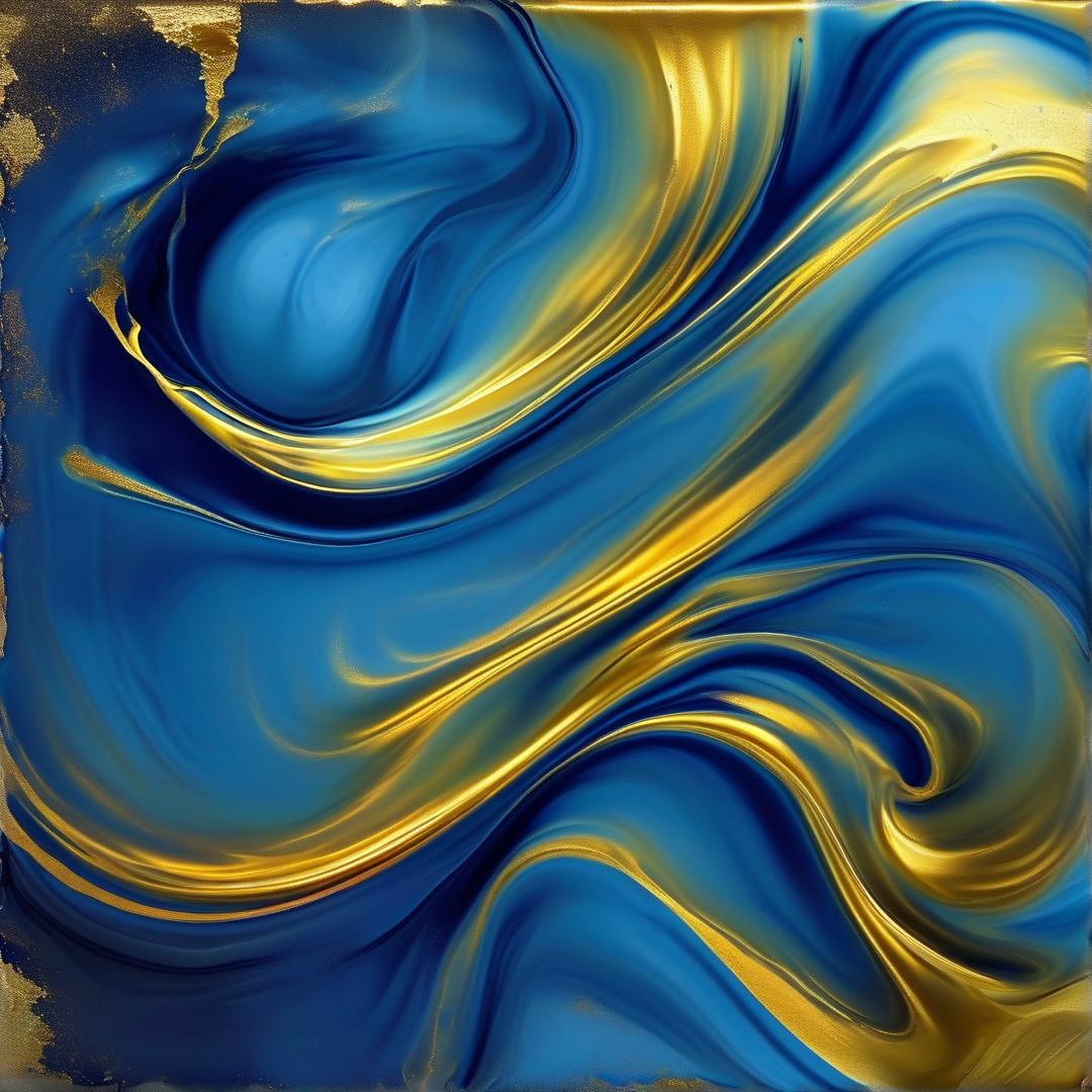 Abstract Blue and Gold Fluid