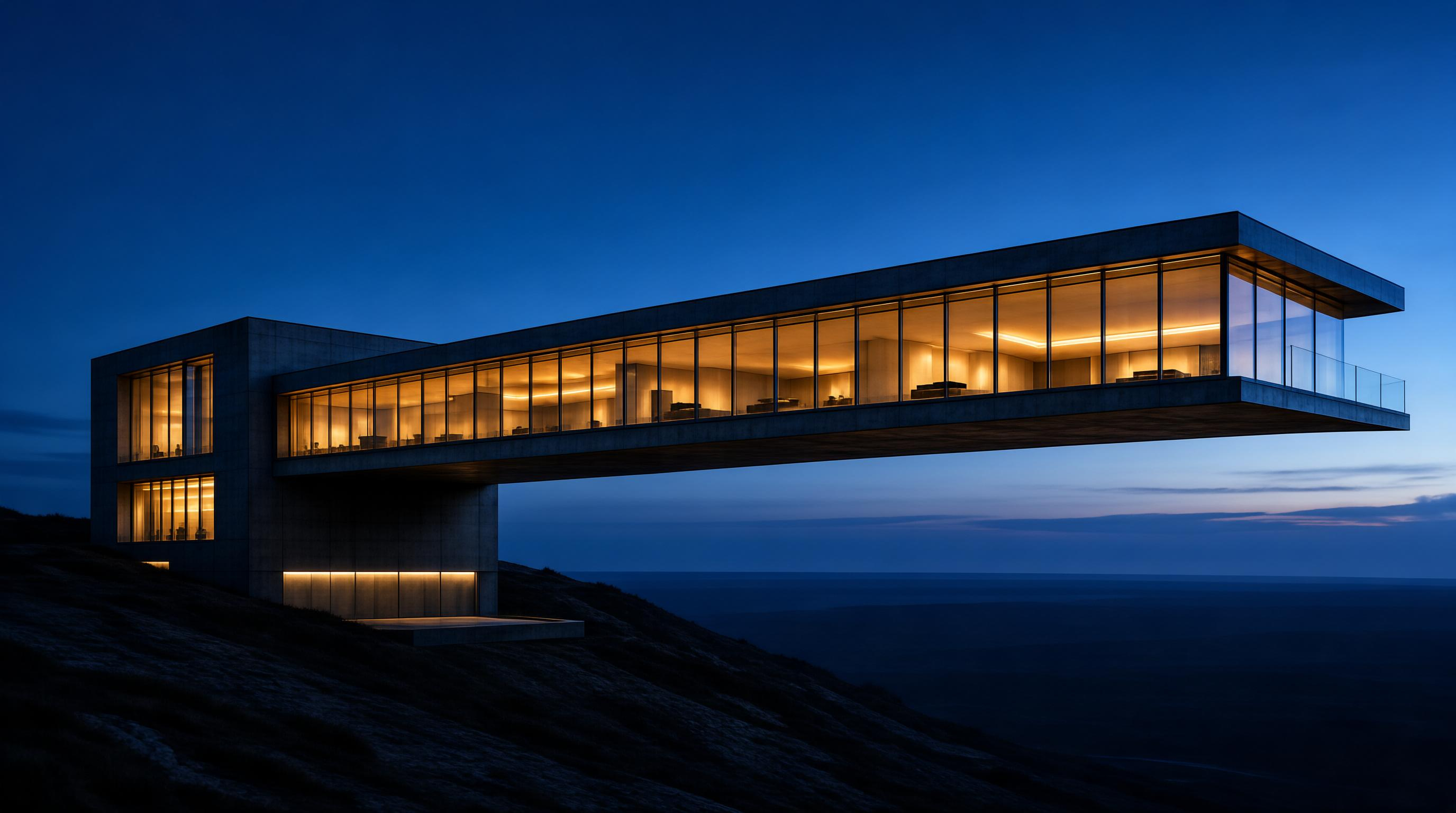 Cantilevered Modern House on Hillside