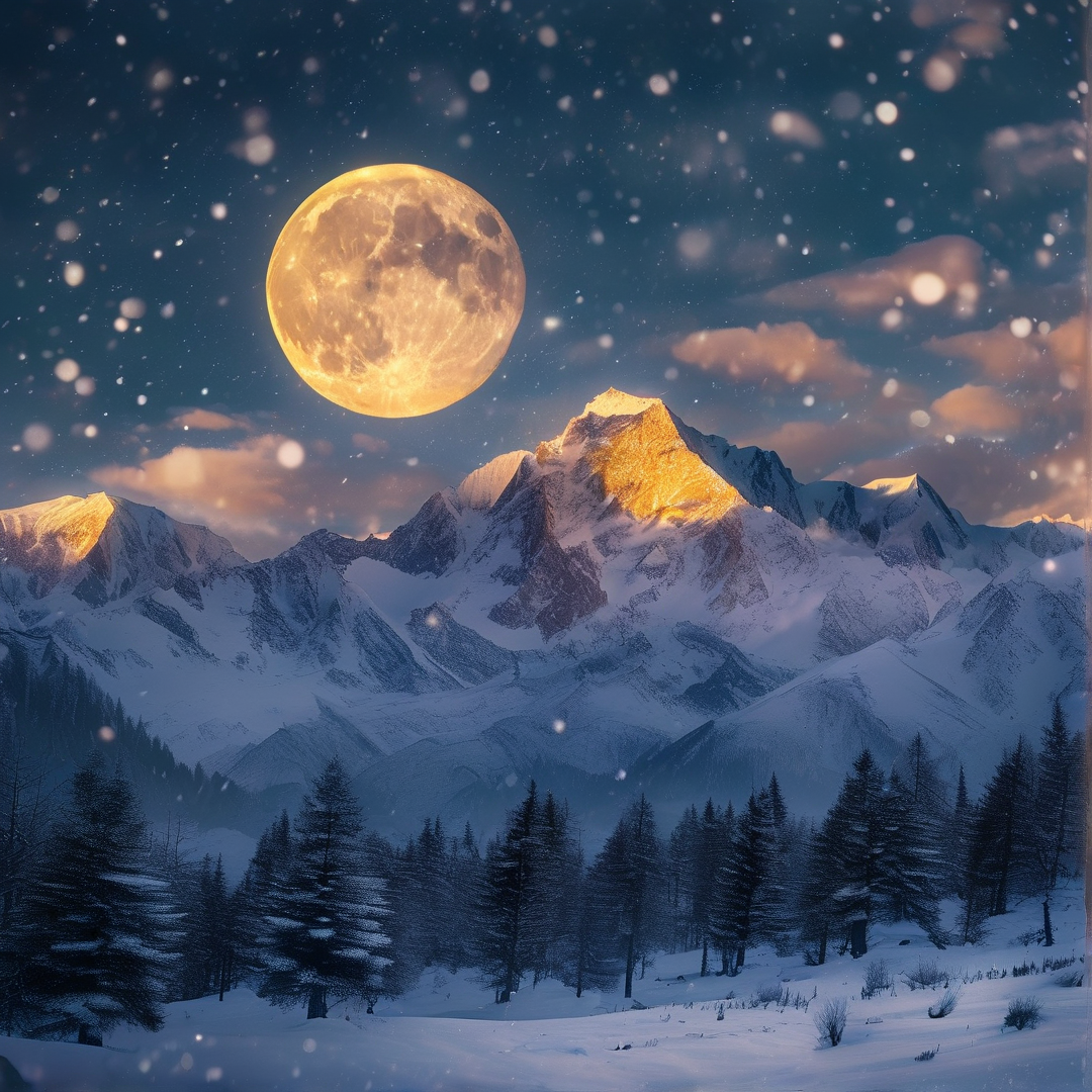 Moonlit Snowy Alpine Night