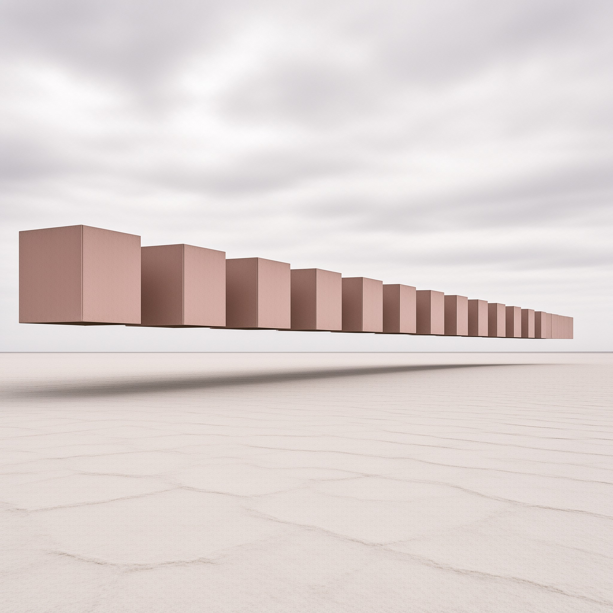 A Row of Floating Cubes