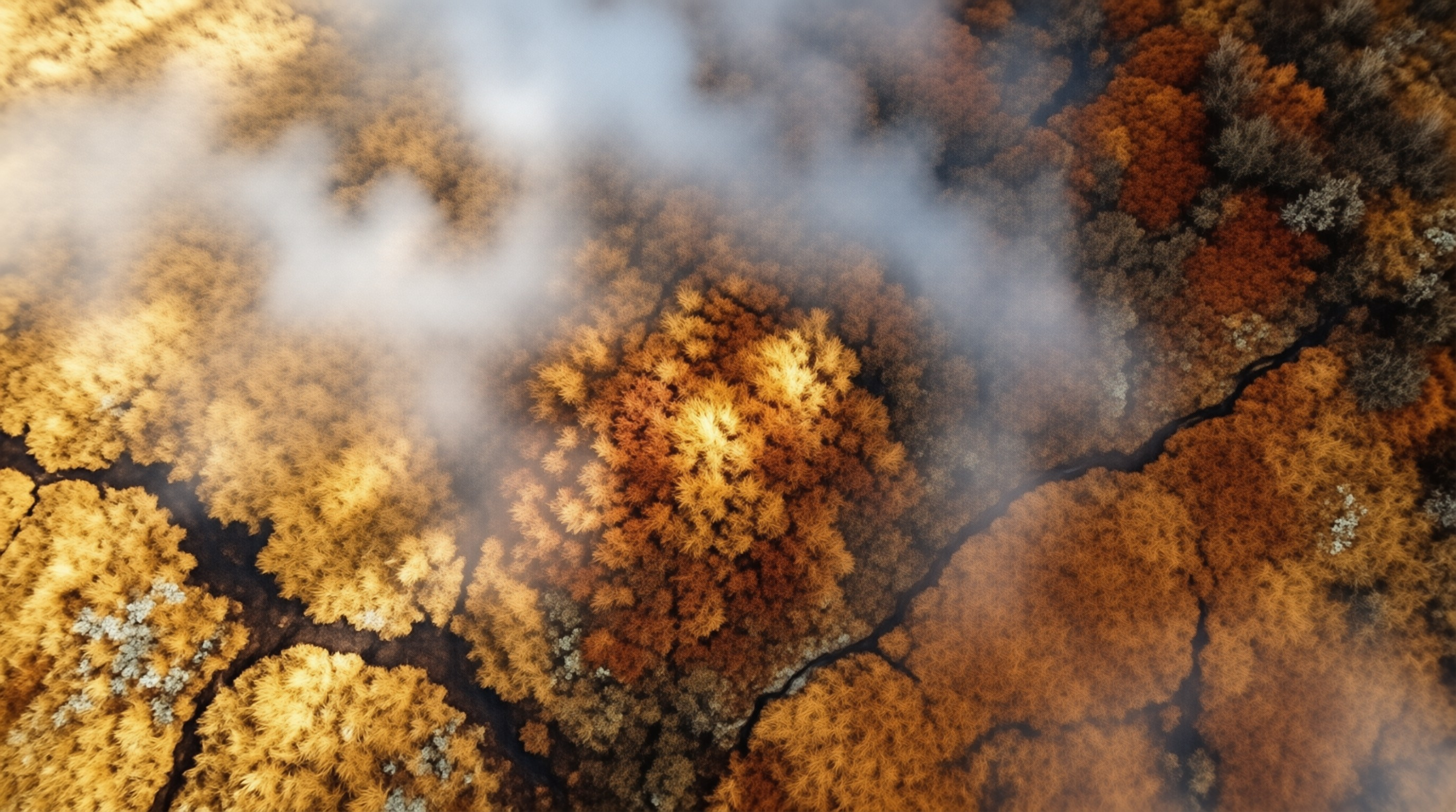 Aerial View of Misty Autumn