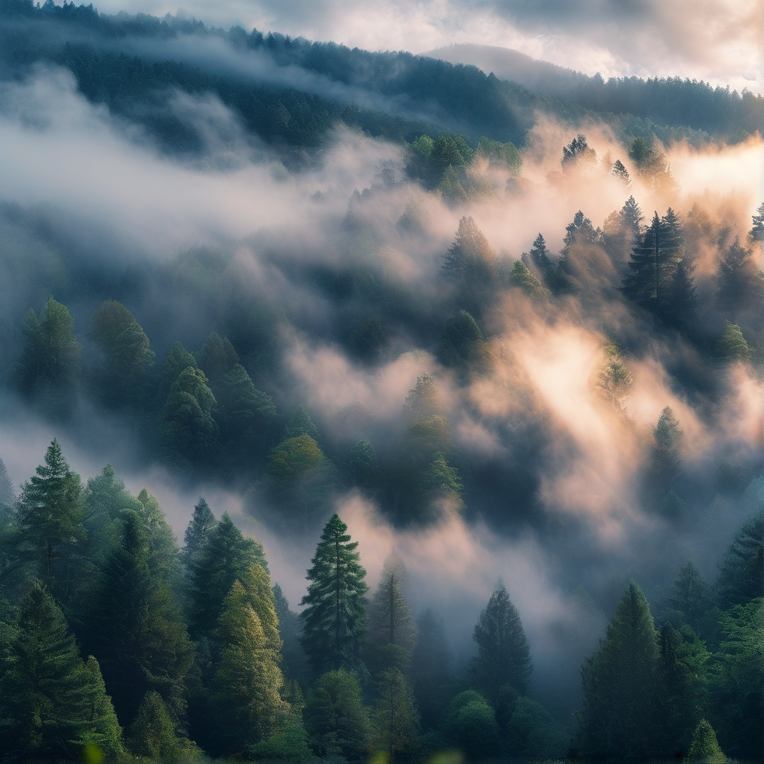 Misty Mountain Forest at Dawn