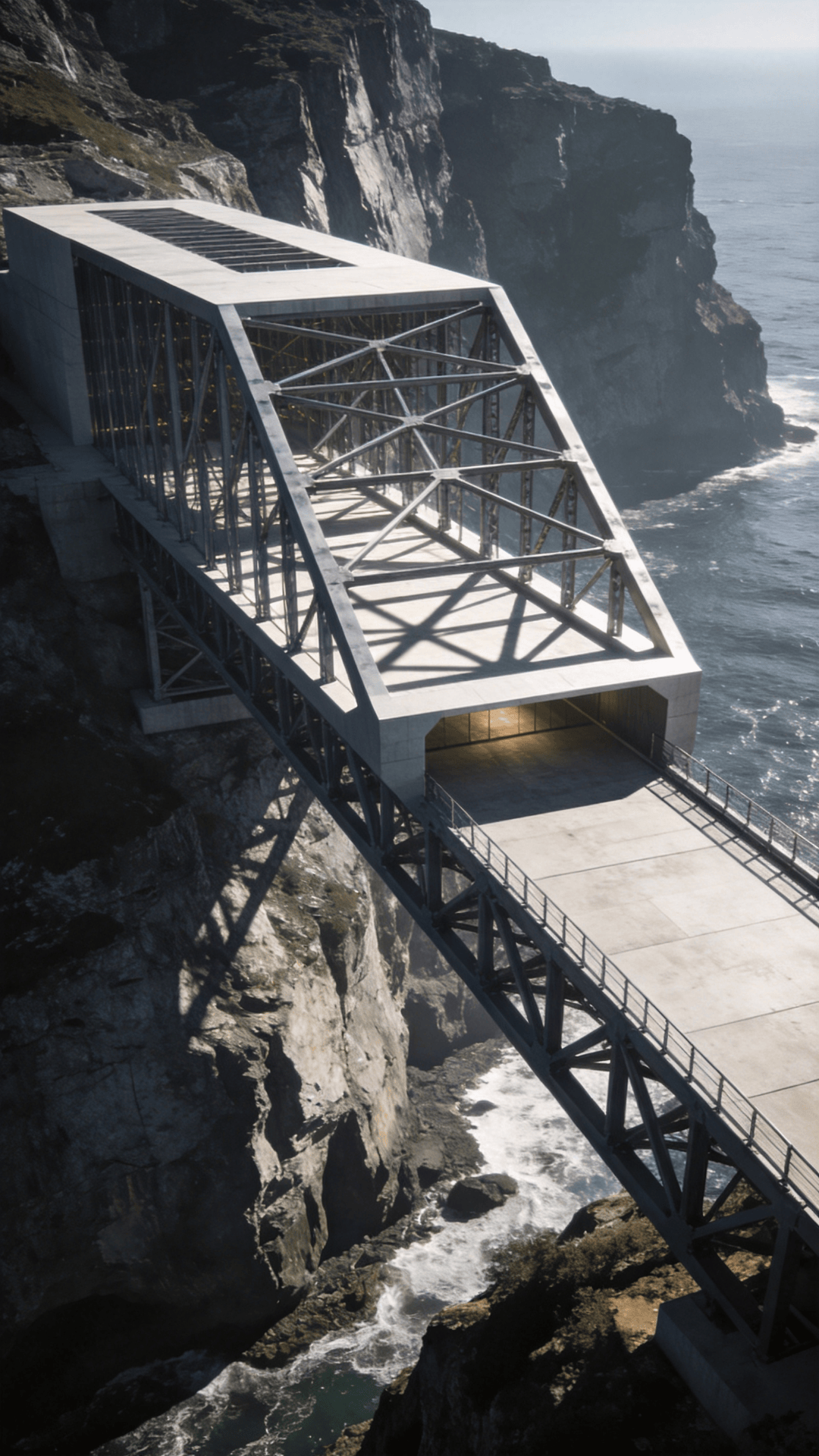 Bridge with Steel Frame — Coastal Cliff